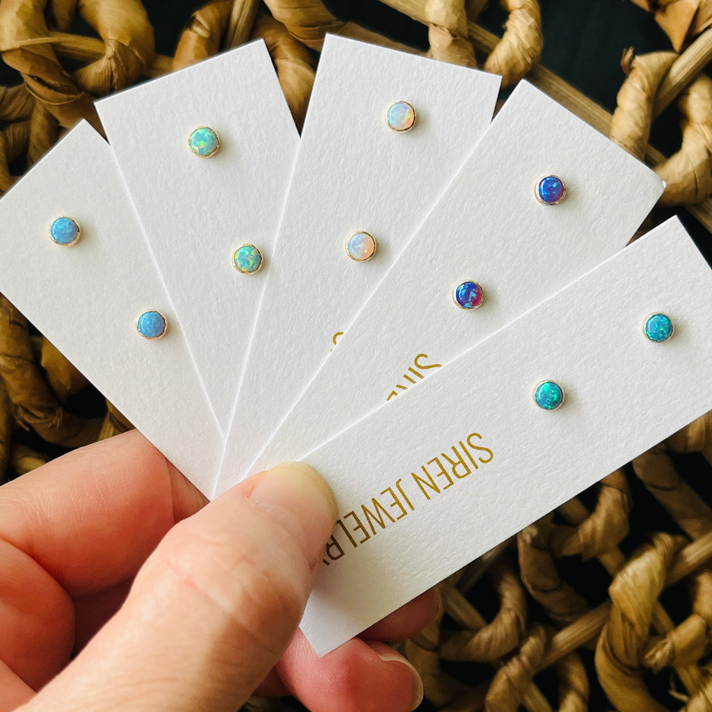 SMALL OPAL STUD EARRINGS