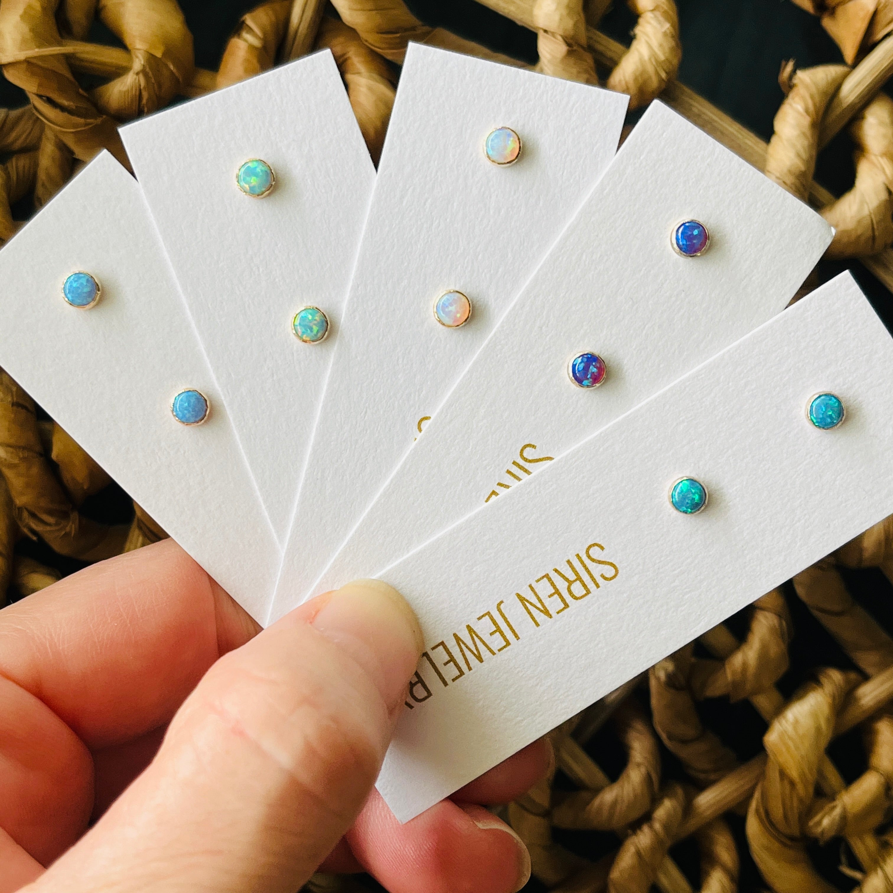 SMALL OPAL STUD EARRINGS