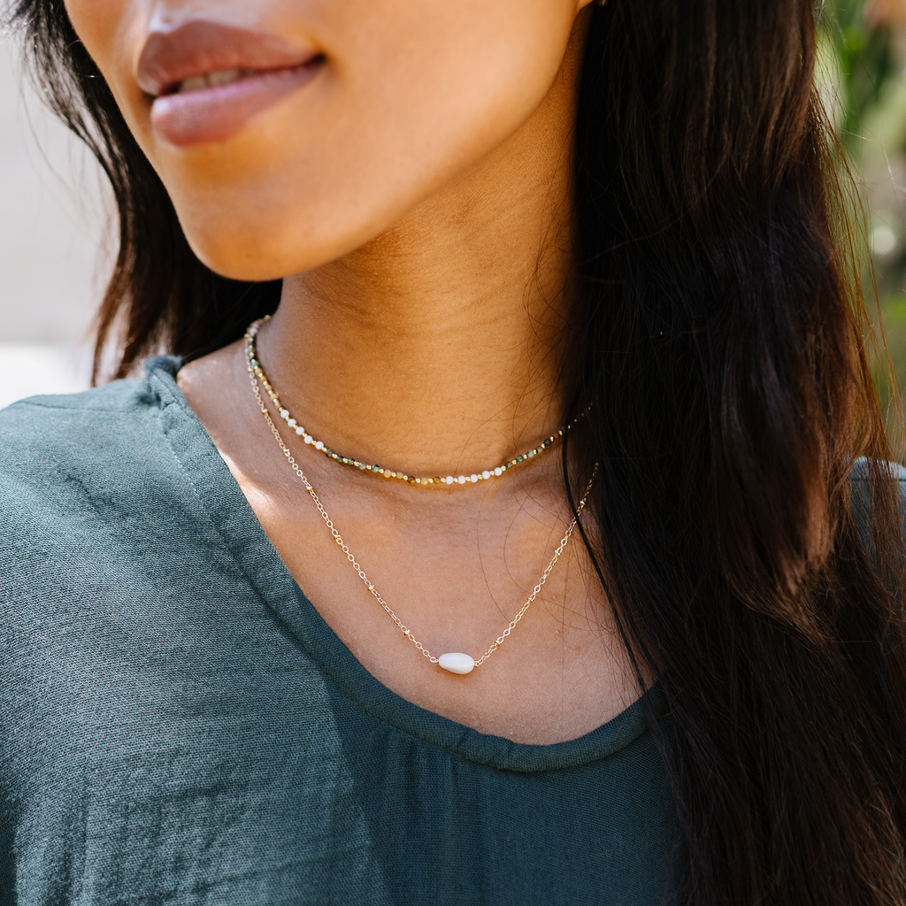 Peace Protector 2mm Metal Accent Healing Necklace