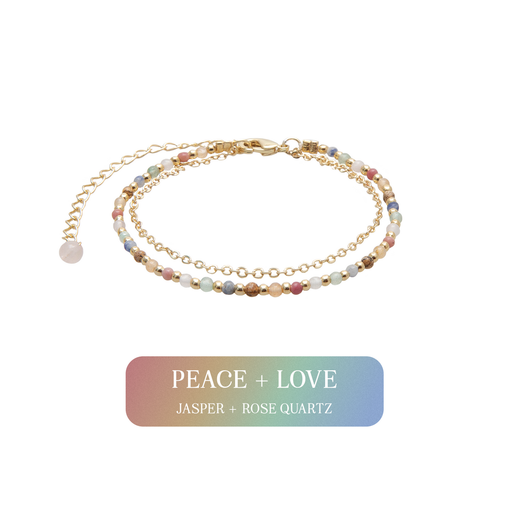 Peace + Love 2mm Layered Healing Bracelet