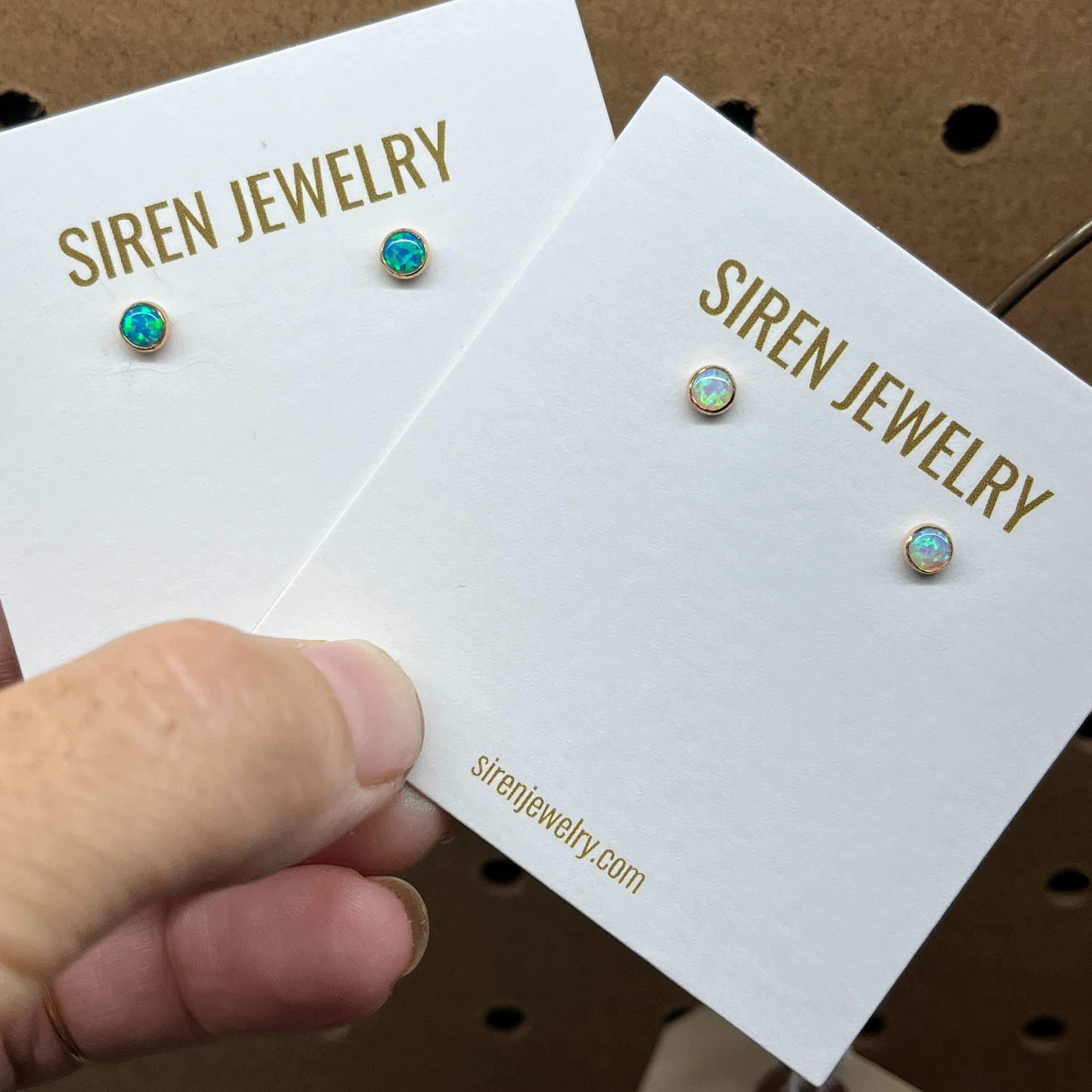 SMALL OPAL STUD EARRINGS