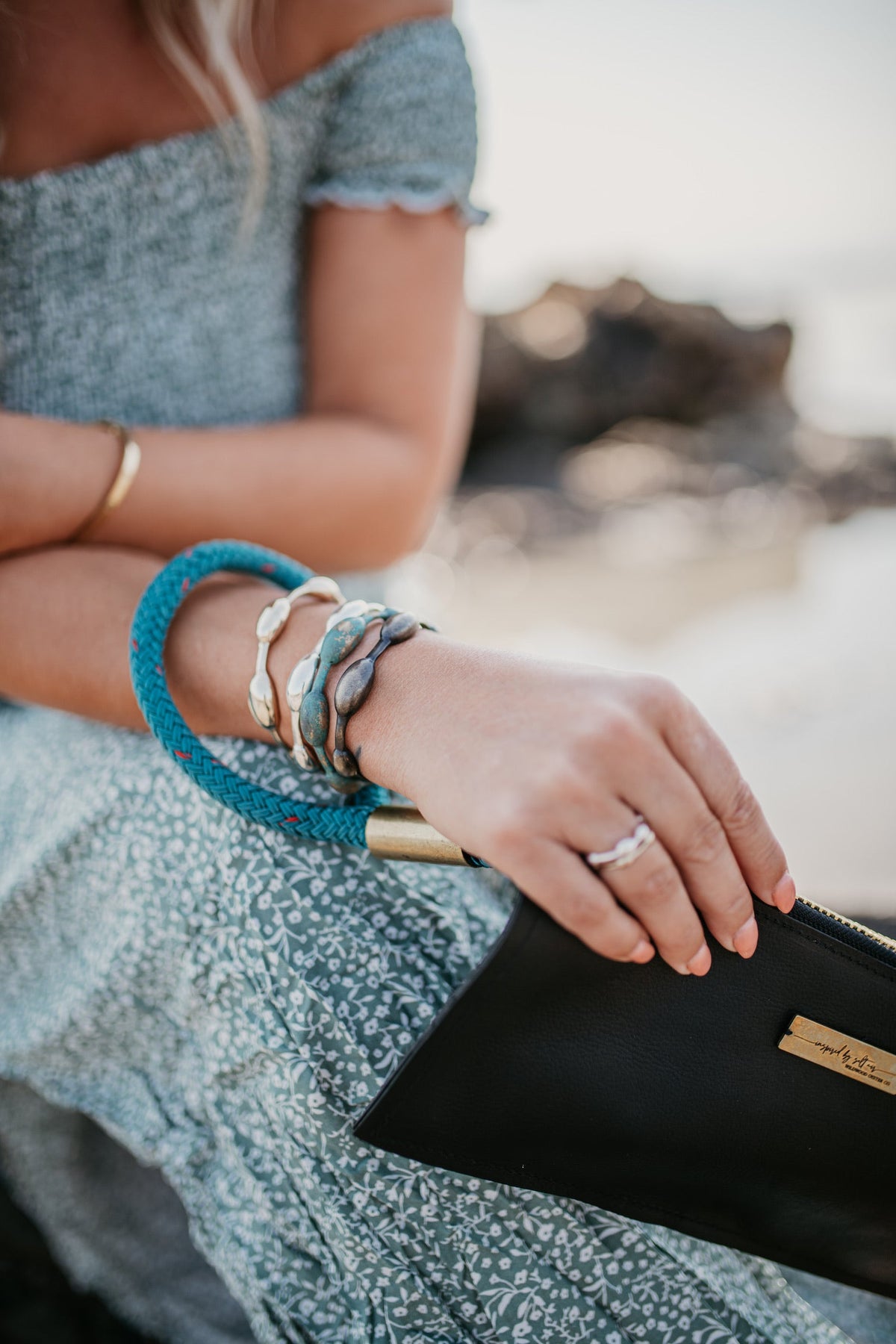 Leather Clutch + Rope Wristlet // in Black Leather