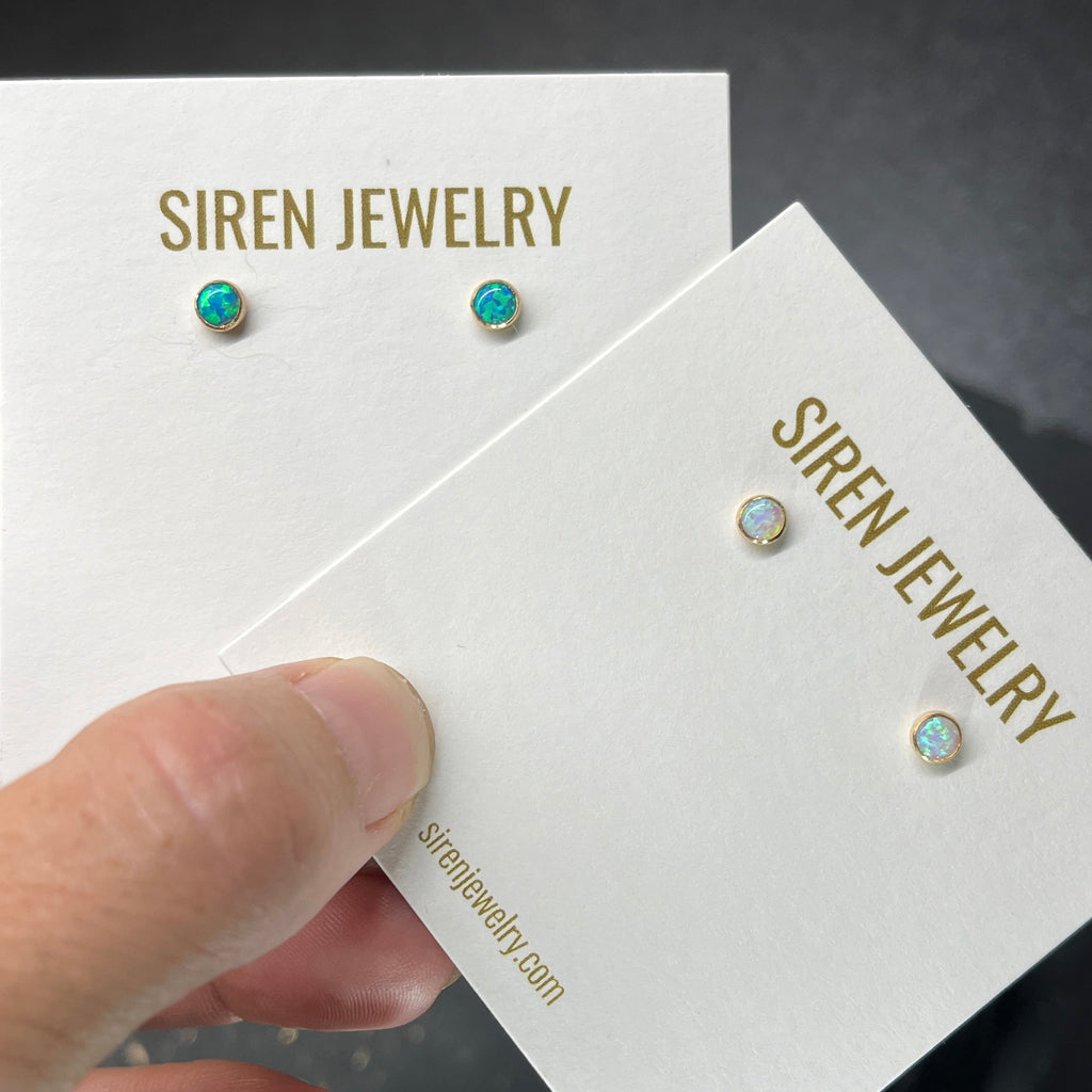SMALL OPAL STUD EARRINGS