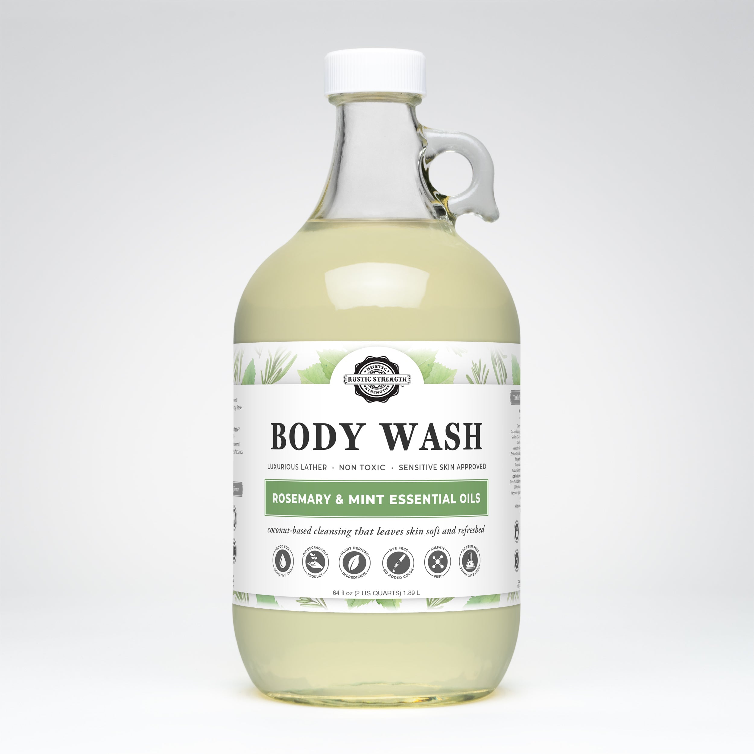 Moisturizing Body Wash | Rosemary & Mint Half Gallon Glass