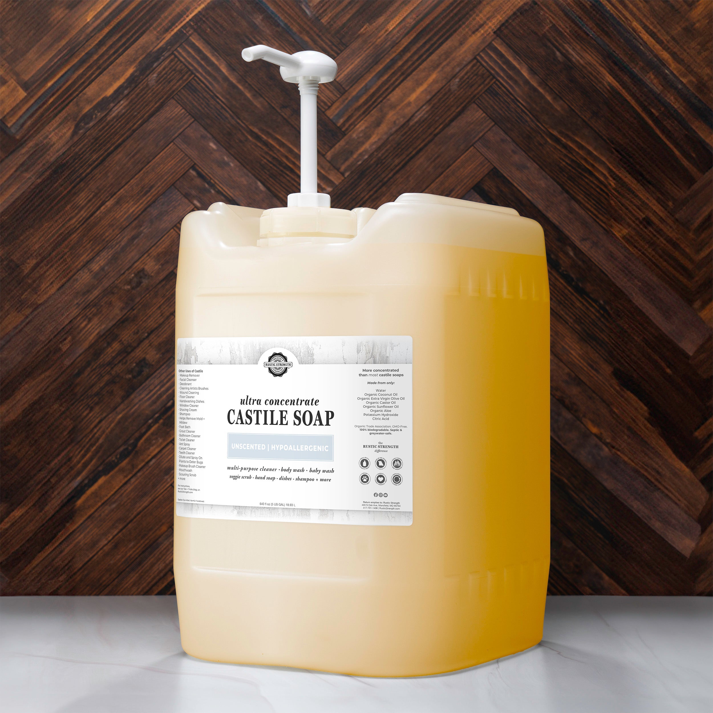 Castile Soap - Ultra Concentrate | Unscented 5 Gallon Eco Jug with Pump