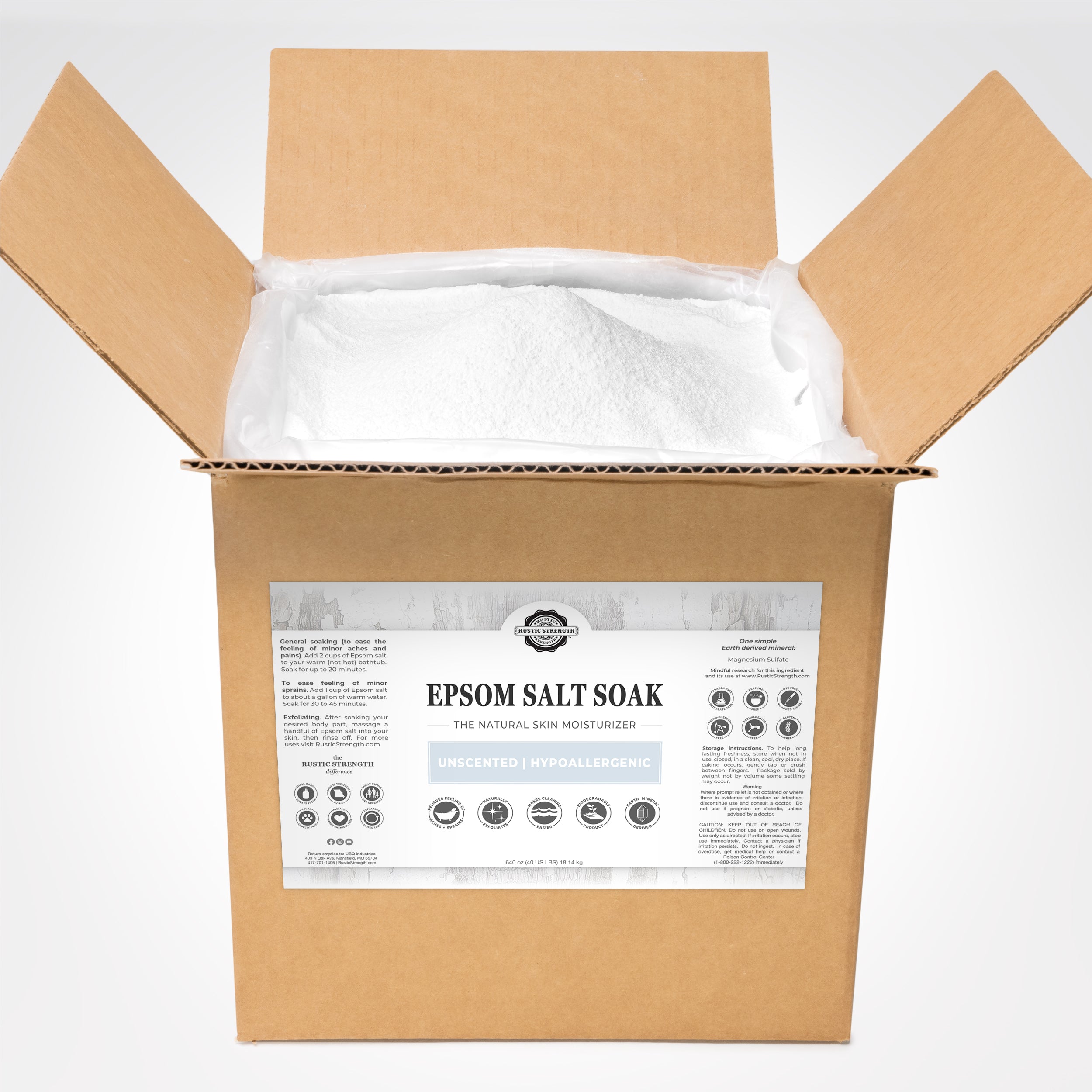 Epsom Salt Soak | Unscented 40 LB Bag-in-Box