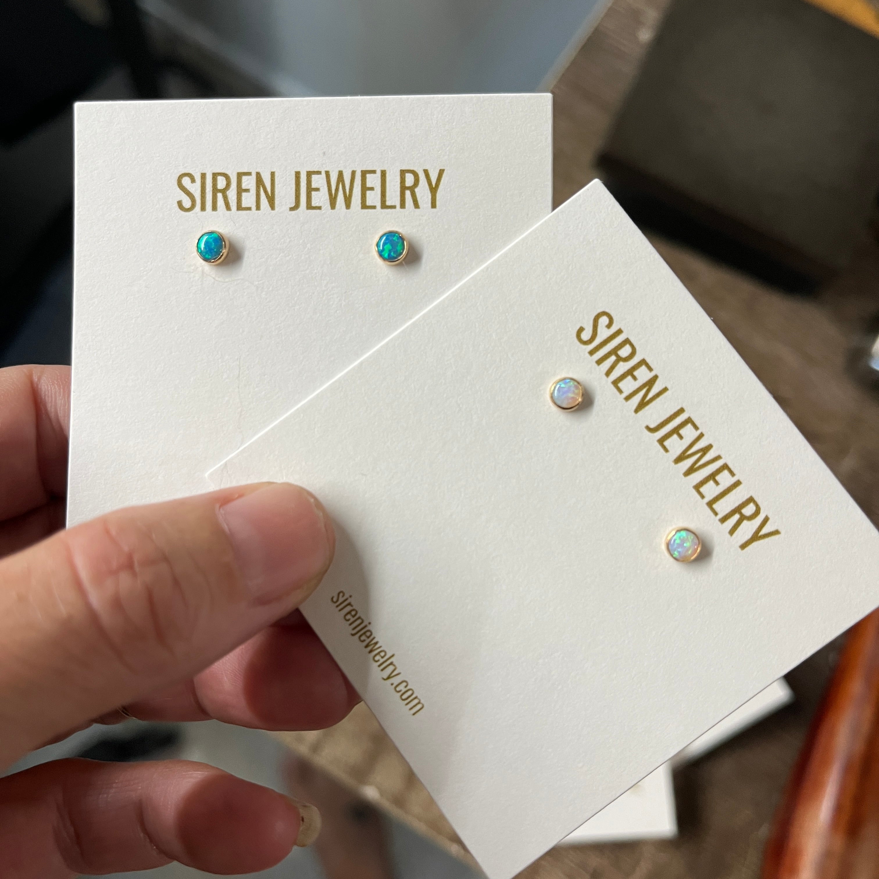 SMALL OPAL STUD EARRINGS