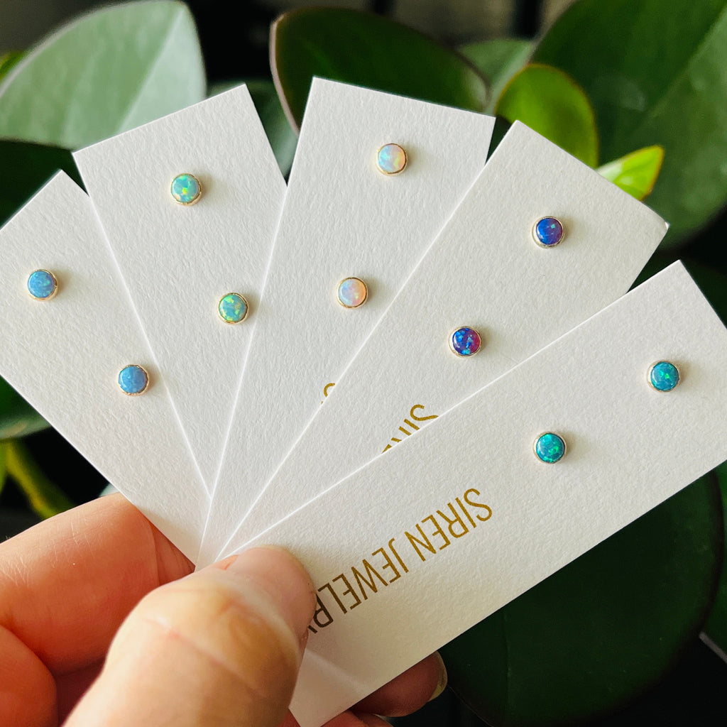 SMALL OPAL STUD EARRINGS