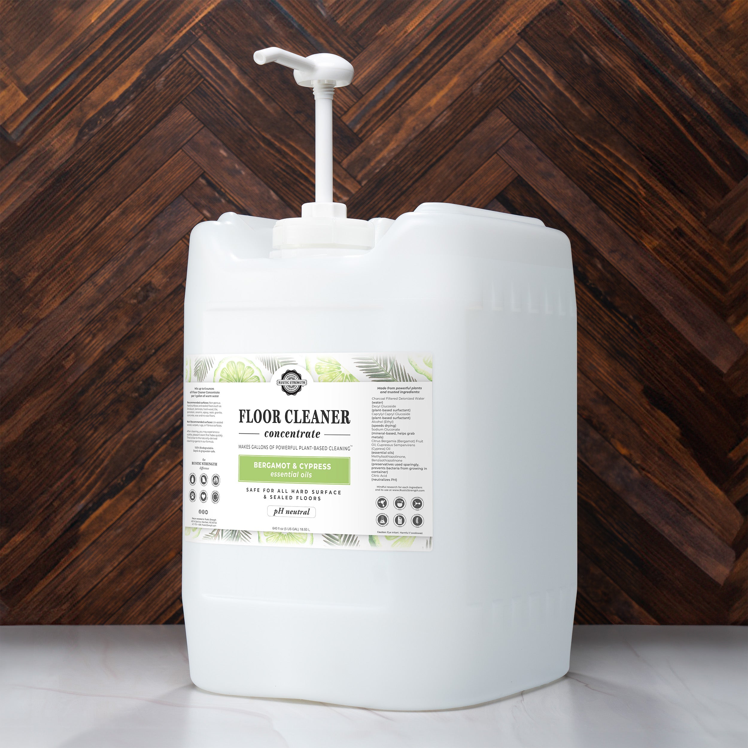 Floor Cleaner Concentrate | Bergamot & Cypress 5 Gallon Eco Jug with Pump
