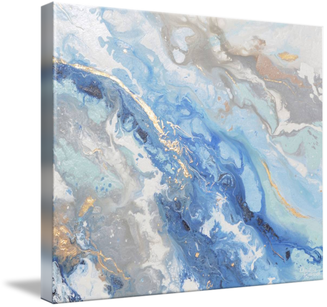 "Found Solace II" GICLEE PRINT Art Modern Blue White Abstract Painting Gold Leaf Coastal Beach