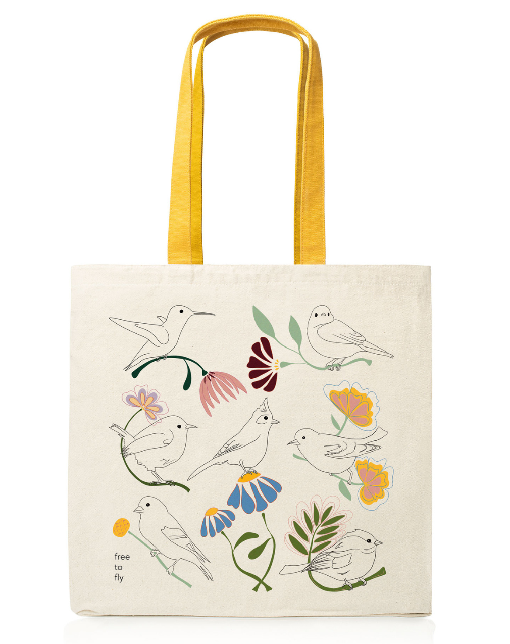 Free to Fly (Birds) | Tote Mustard Yellow