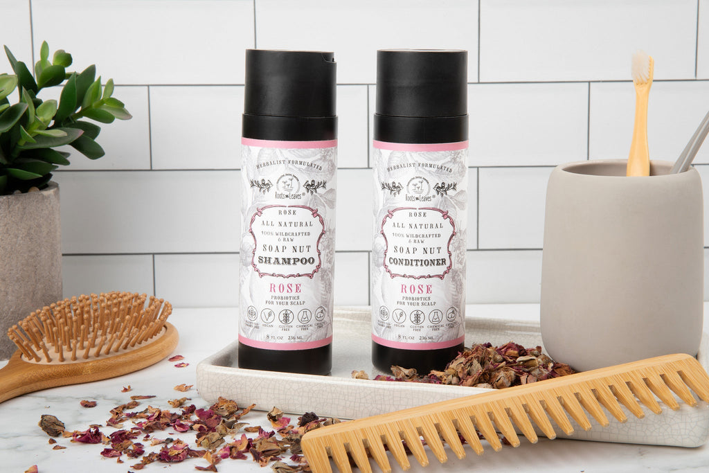 All Natural Soapnut CONDITIONER - ROSE- wild fermented probiotics for your scalp