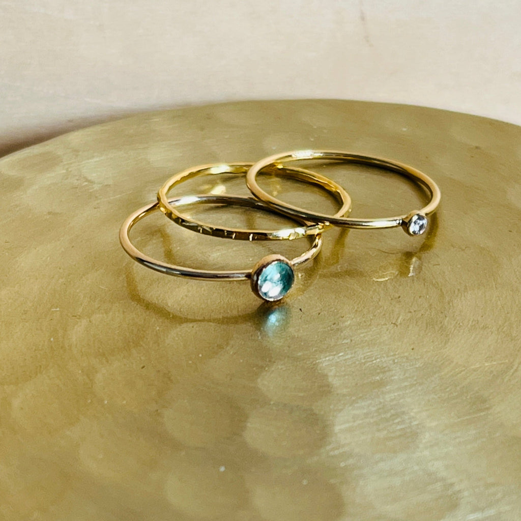 SMALL GEMSTONE RING BLUE APETITE 14K GOLD FILL