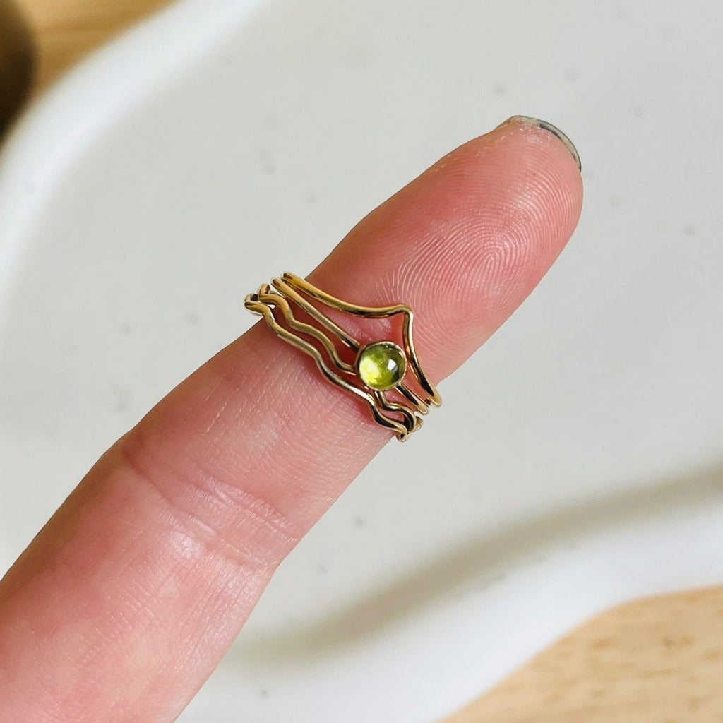 SMALL GEMSTONE RING PERIDOT 14K GOLD FILL