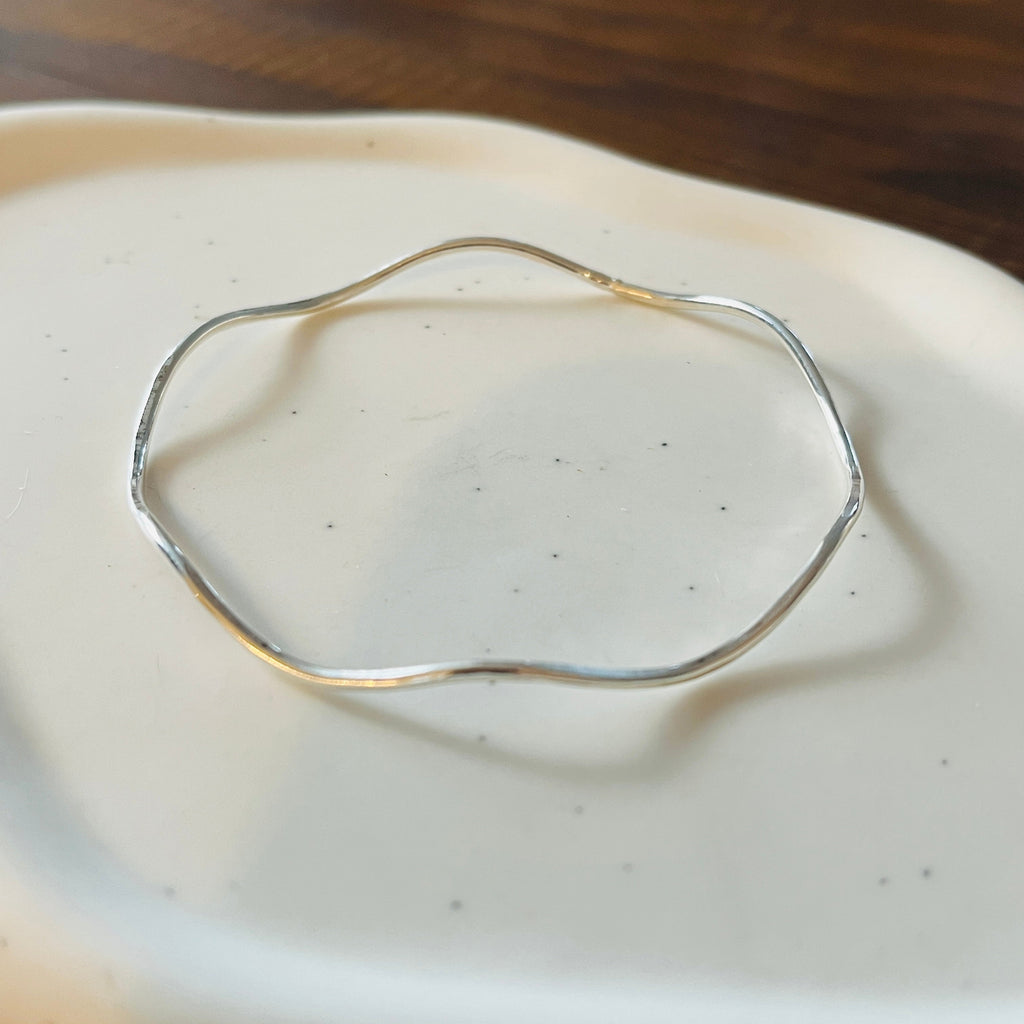 BIG WAVE BANGLE BRACELET 14K GOLD FILL