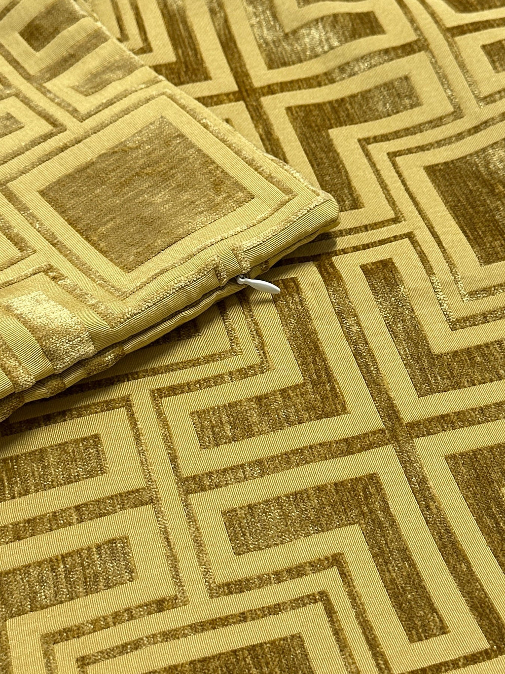 Cut Velvet Squares Pillow Cover - Bright Gold
