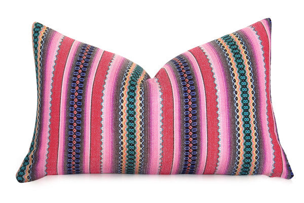 LIMITED 003 - Peruvian Stripe Pillow Cover - Pink and Green