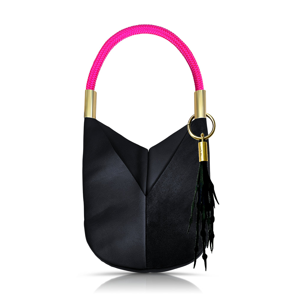 Original Wildwood Bag // Large in Black Leather Neon Pink Add a Matching Seaweed Tassel (save $10)