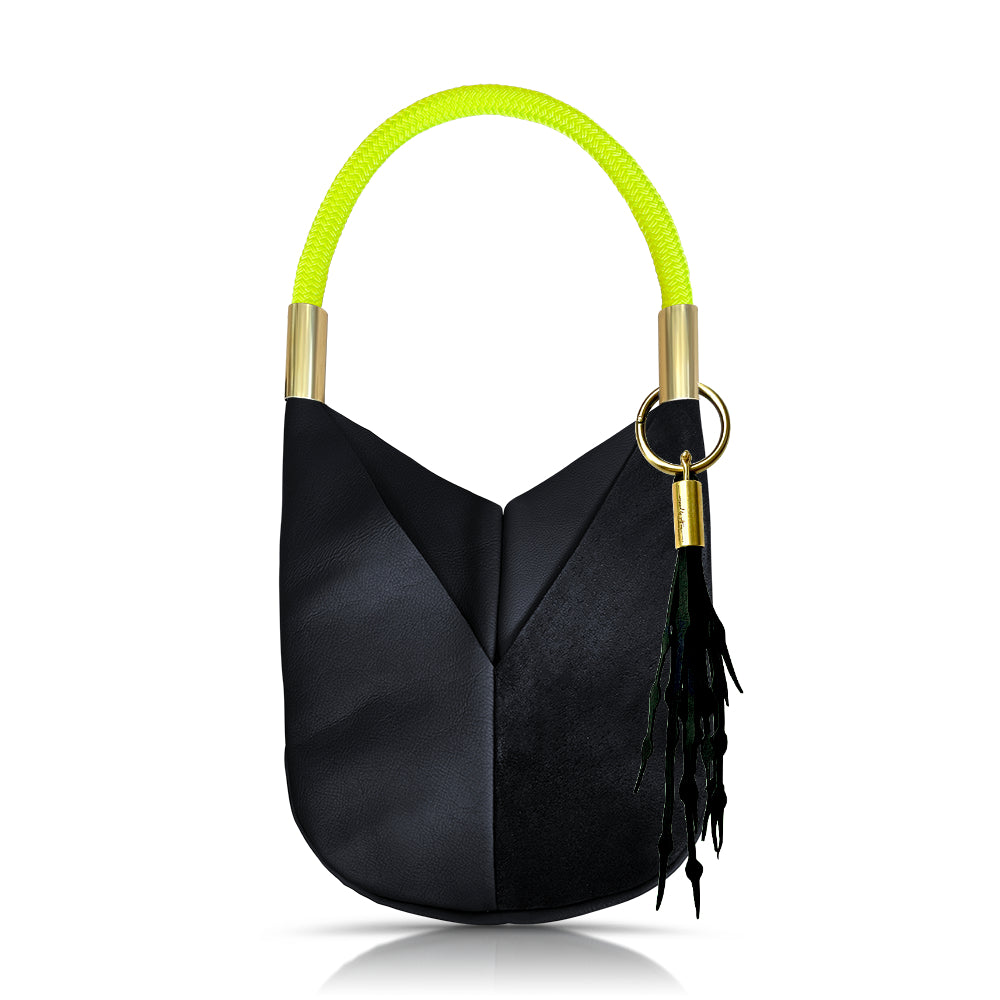 Original Wildwood Bag // Large in Black Leather Neon Yellow Add a Matching Seaweed Tassel (save $10)