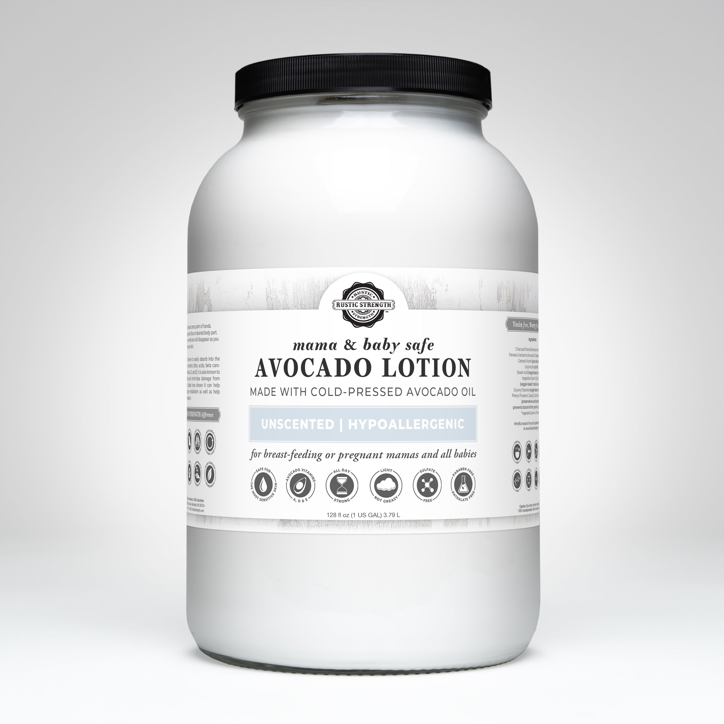Avocado Lotion | Mama + Baby Safe Gallon Jar Glass