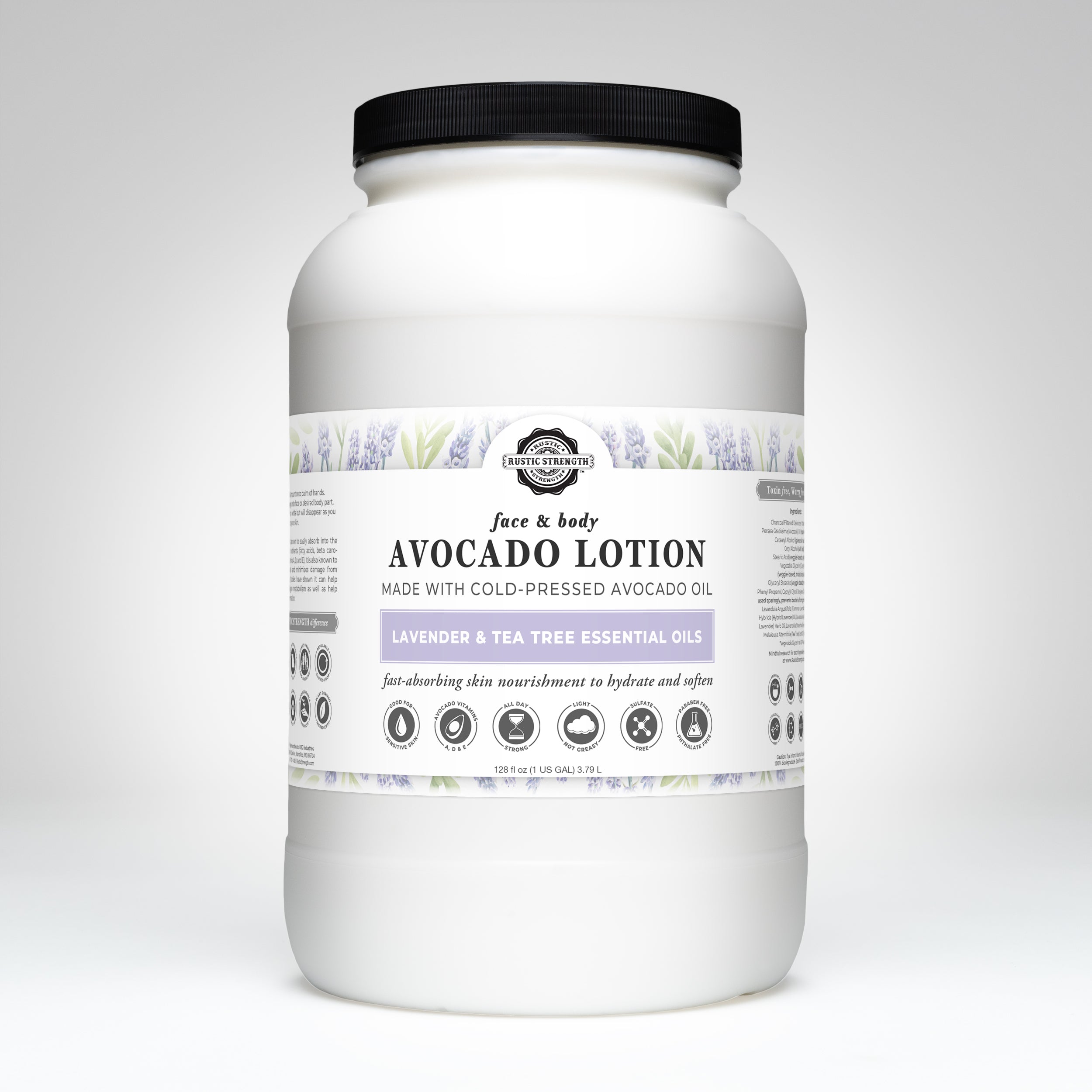 Avocado Lotion | Lavender & Tea Tree Gallon Jar Plastic