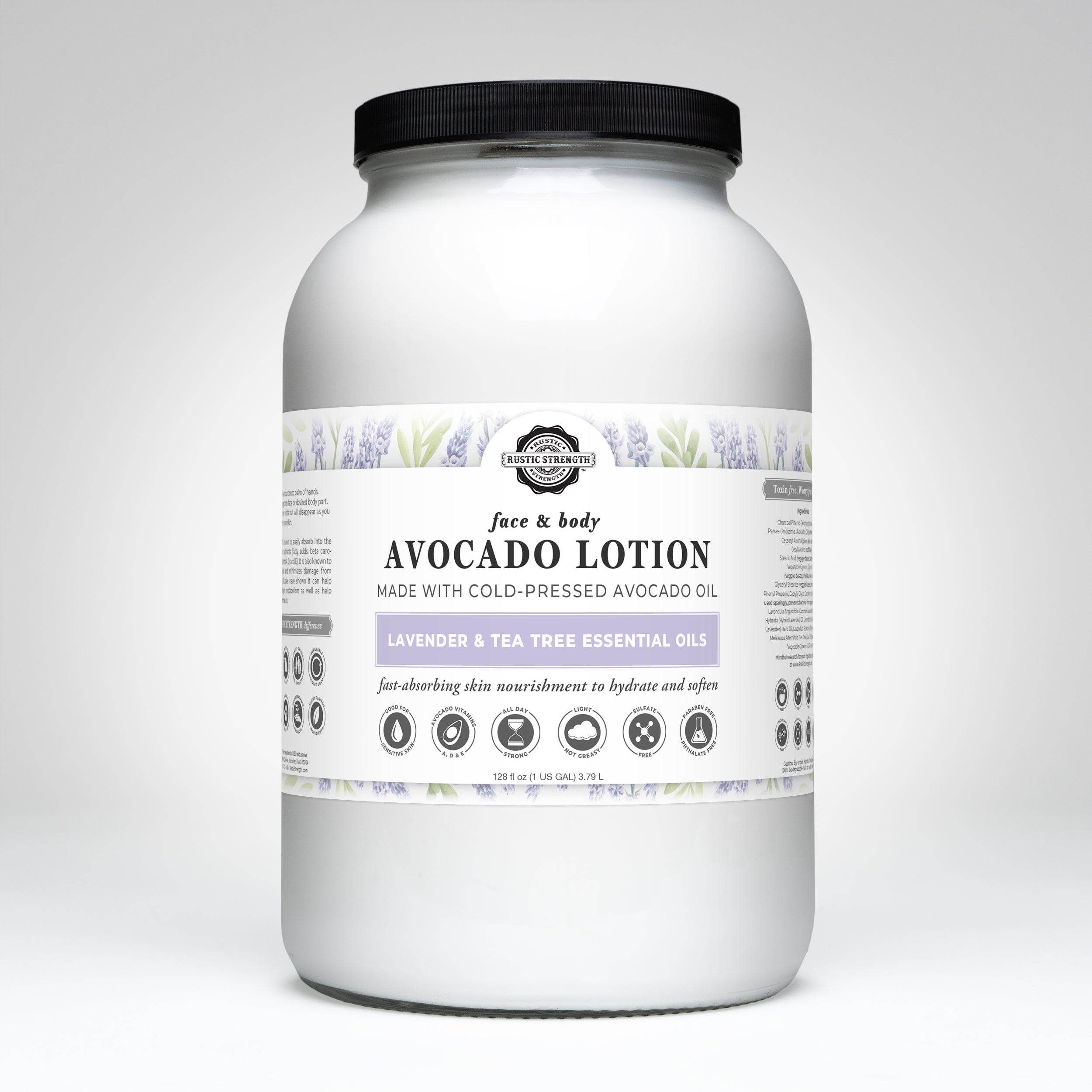 Avocado Lotion | Lavender & Tea Tree Gallon Jar Glass