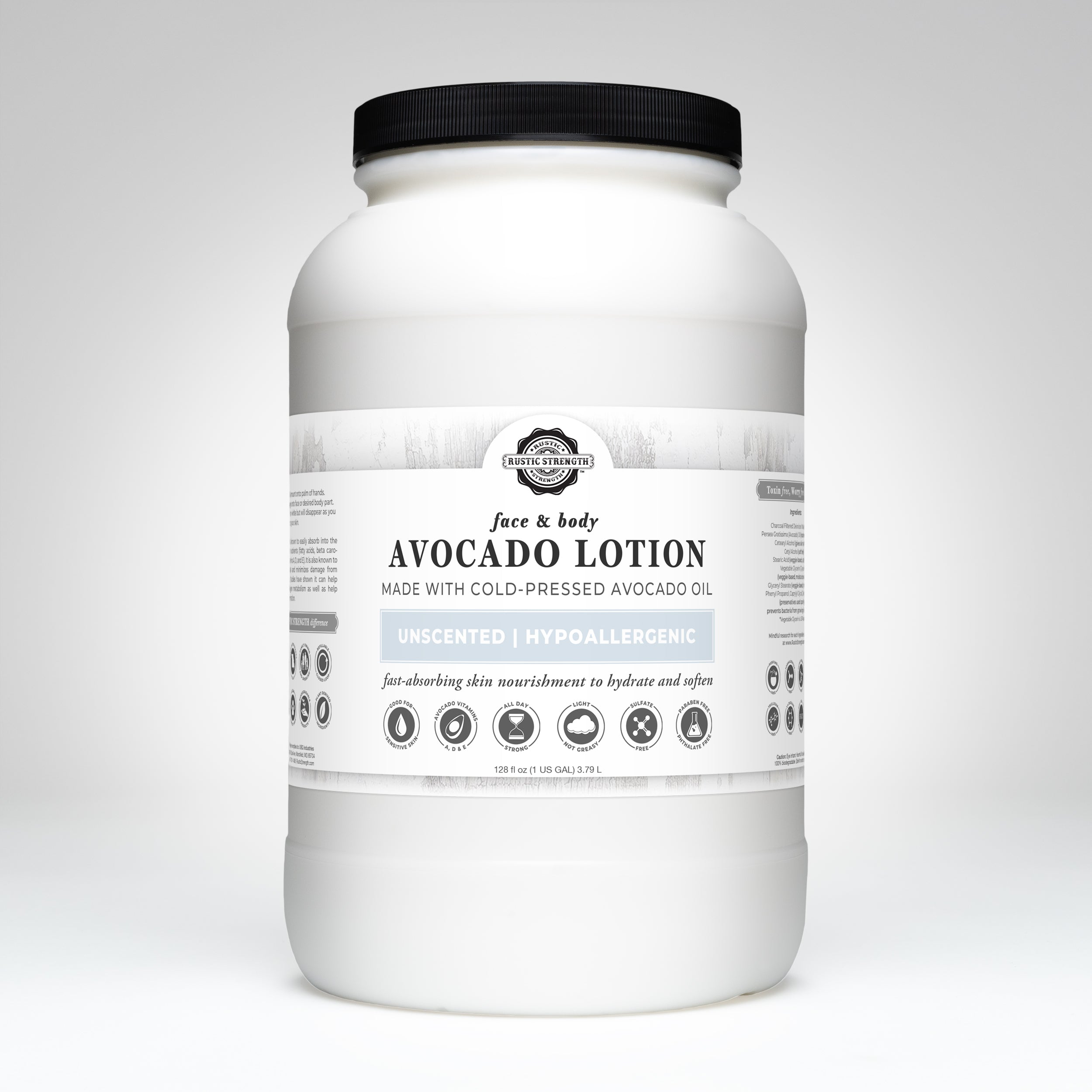 Avocado Lotion | Unscented Gallon Jar Plastic