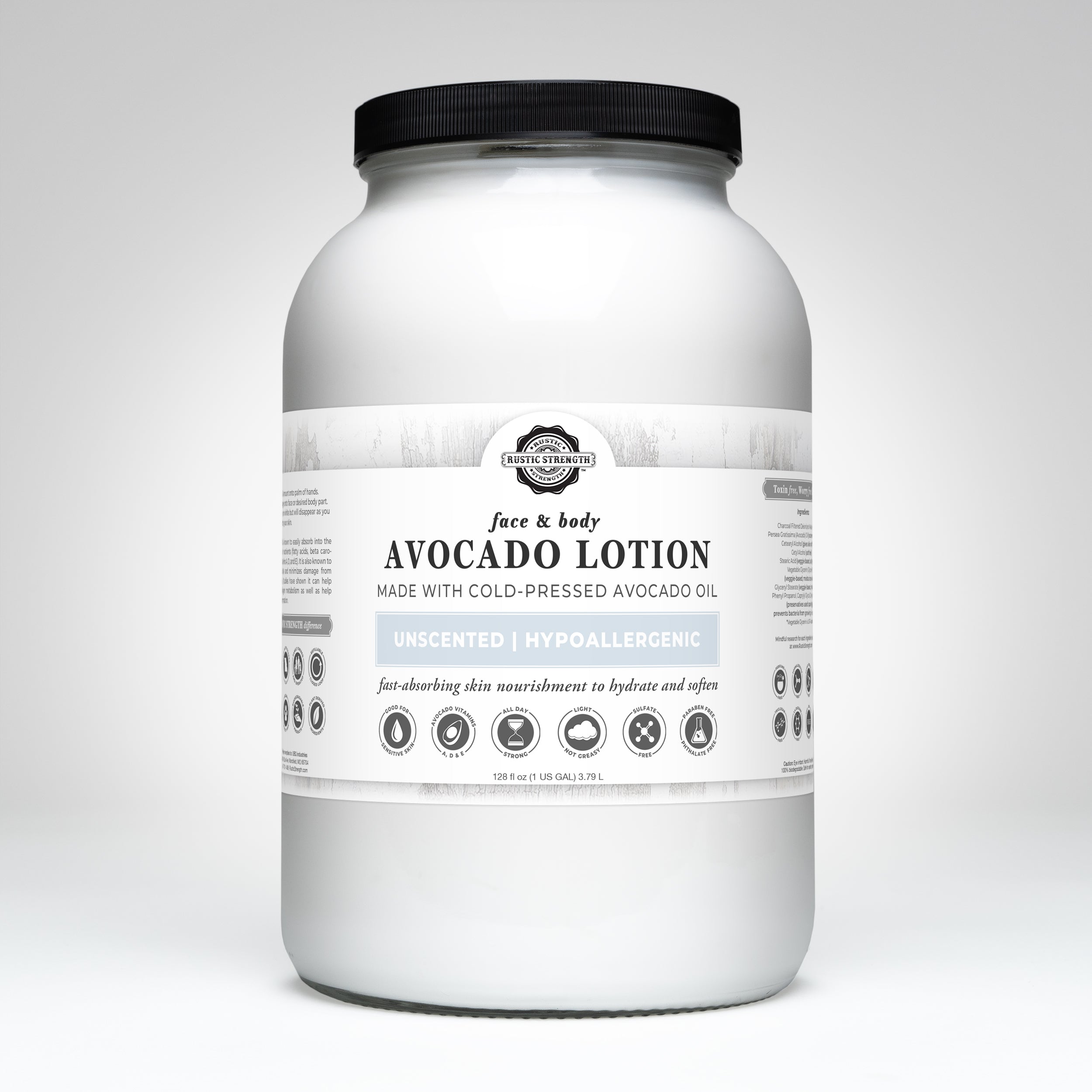 Avocado Lotion | Unscented Gallon Jar Glass