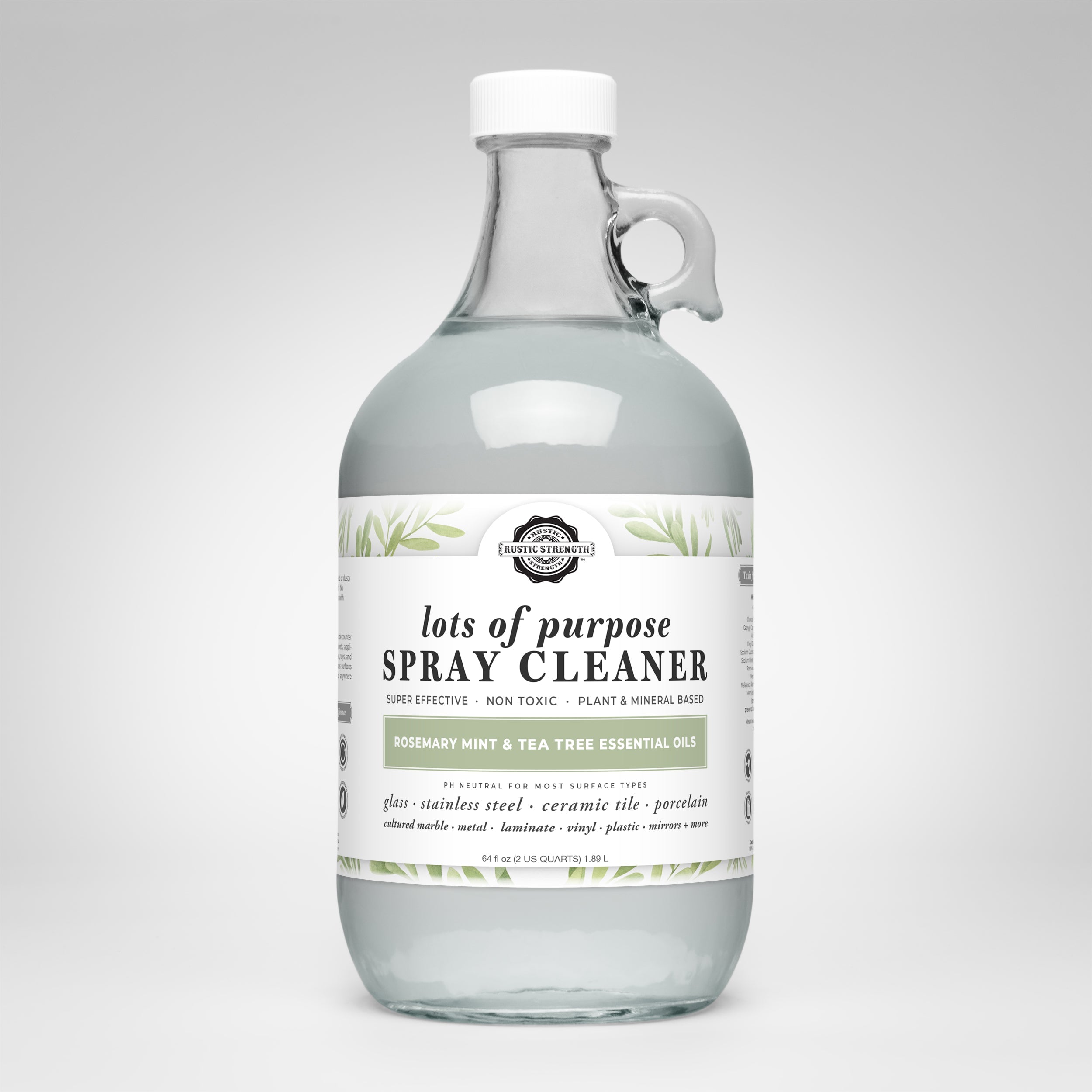 Lots of Purpose Spray Cleaner | Rosemary, Mint & Tea Tree Half Gallon Glass