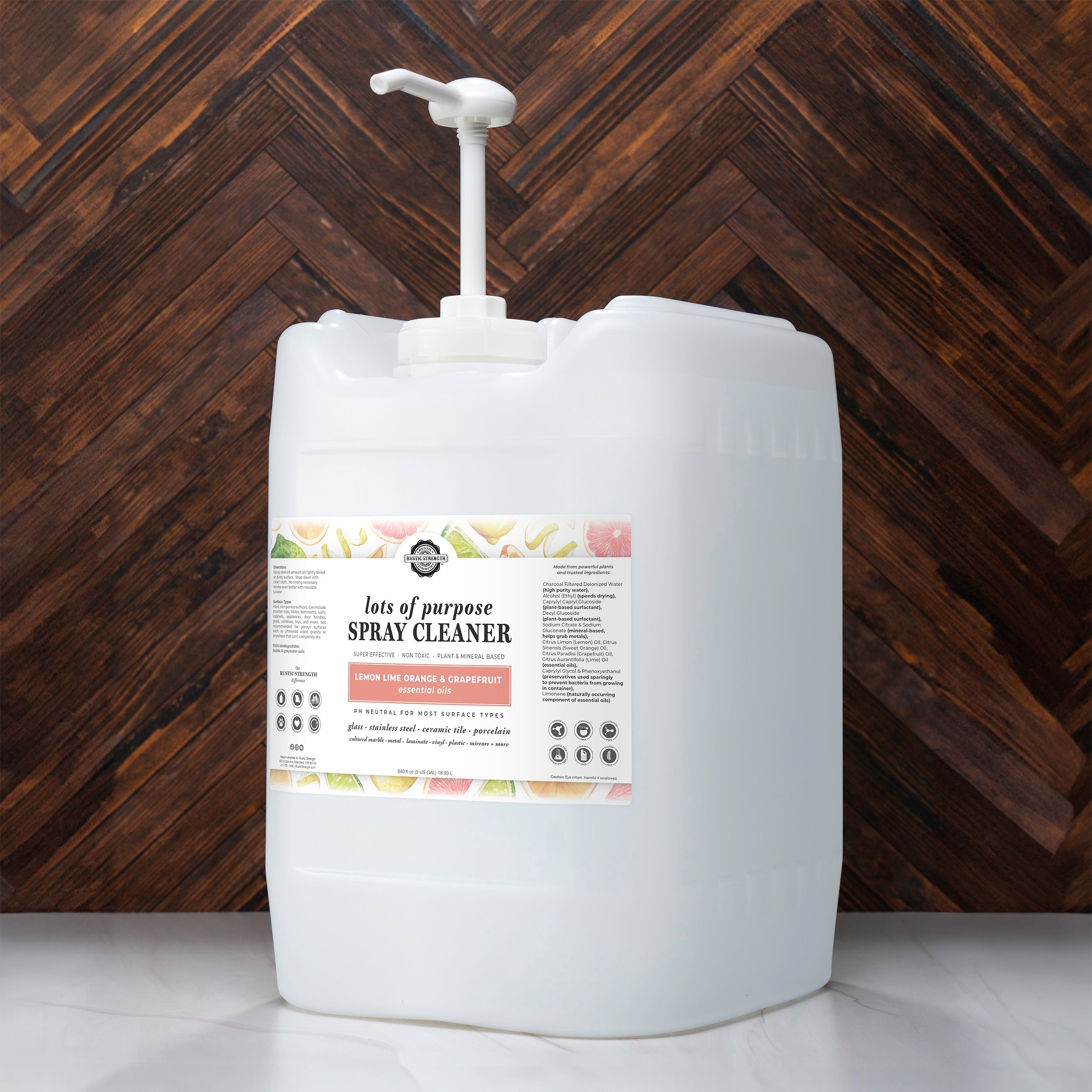 Lots of Purpose Spray Cleaner | Lemon, Lime, Orange & Grapefruit 5 Gallon Eco Jug with Pump