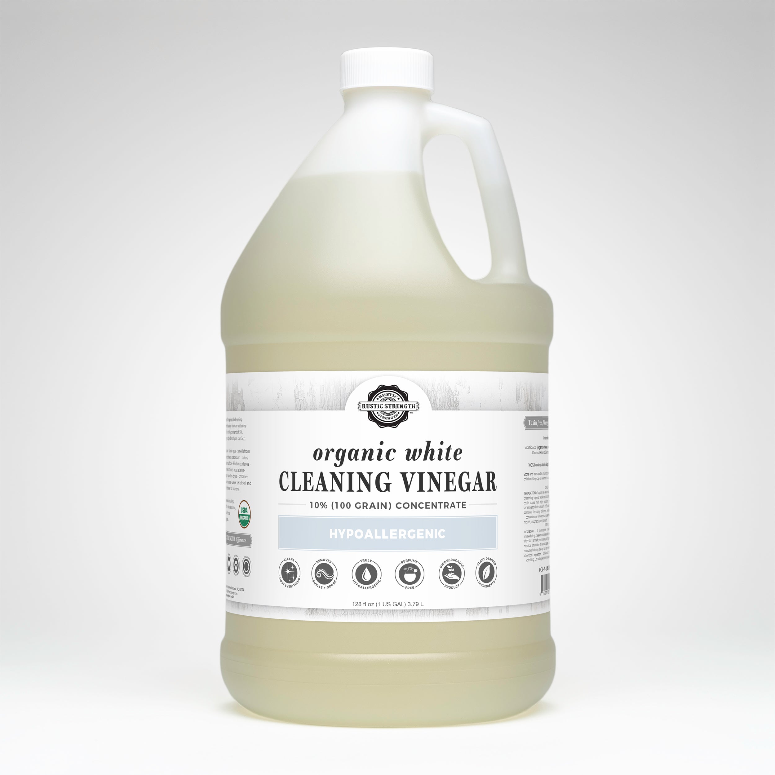 Organic White Cleaning Vinegar Concentrate | 10% (100 grain) Gallon Plastic