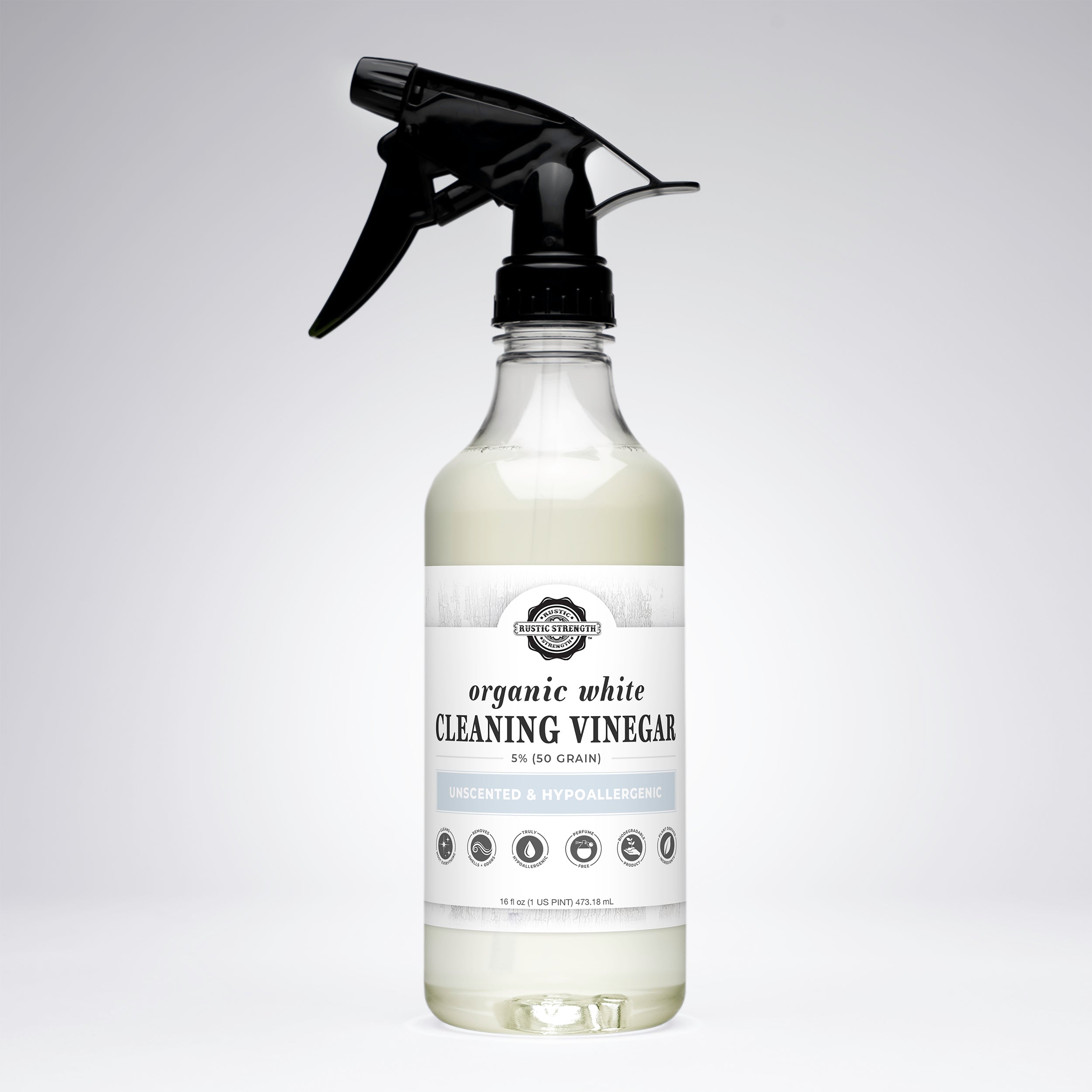 Organic White Cleaning Vinegar | 5% (50 grain) 16 oz Plastic Spray Bottle