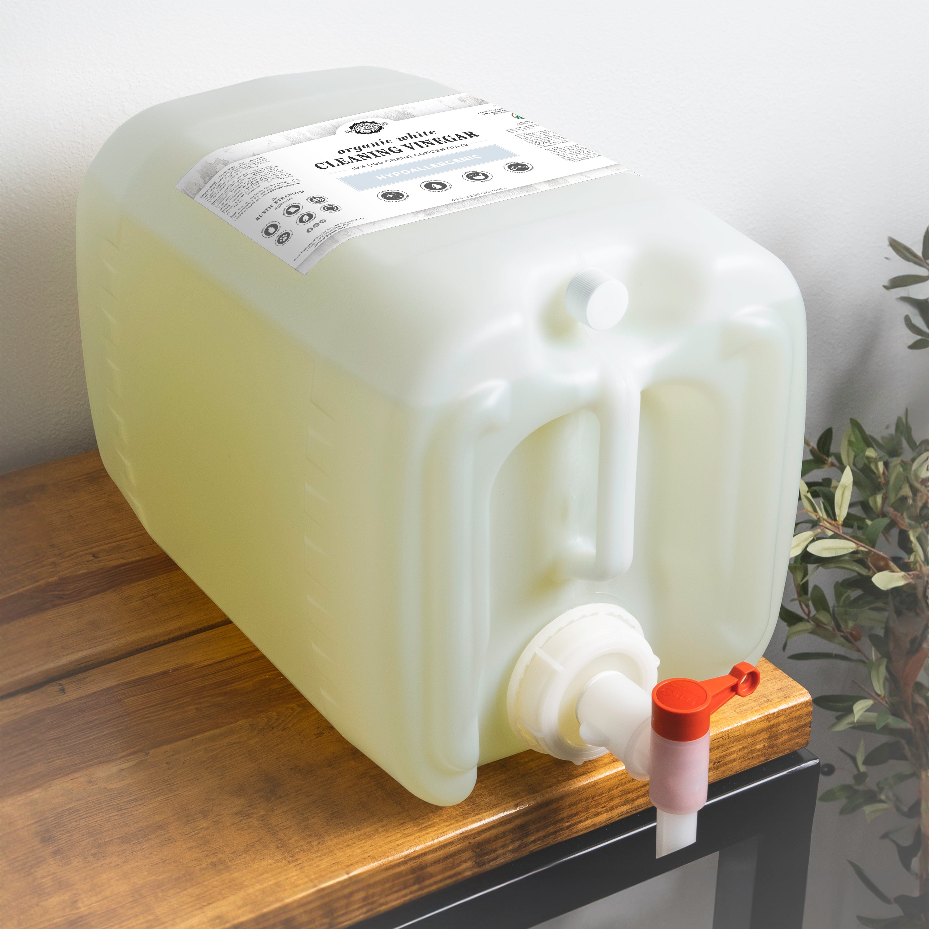 Organic White Cleaning Vinegar Concentrate | 10% (100 grain) 5 Gallon Eco Jug with Spout