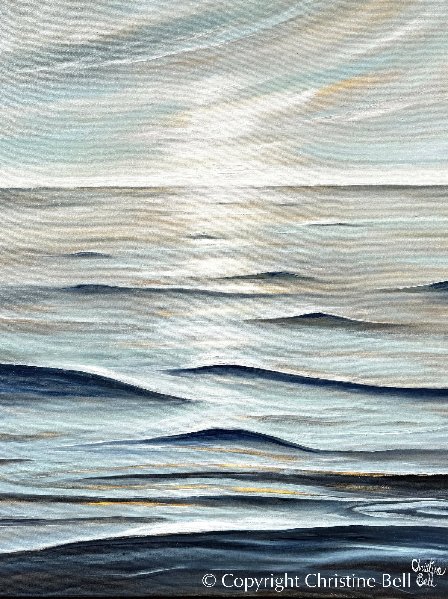 "Still Waters Run Deep" GICLÉE PRINT, Modern Coastal Ocean Seascape Painting Giclée Fine Art Matte Paper Print 36x48" Vertical