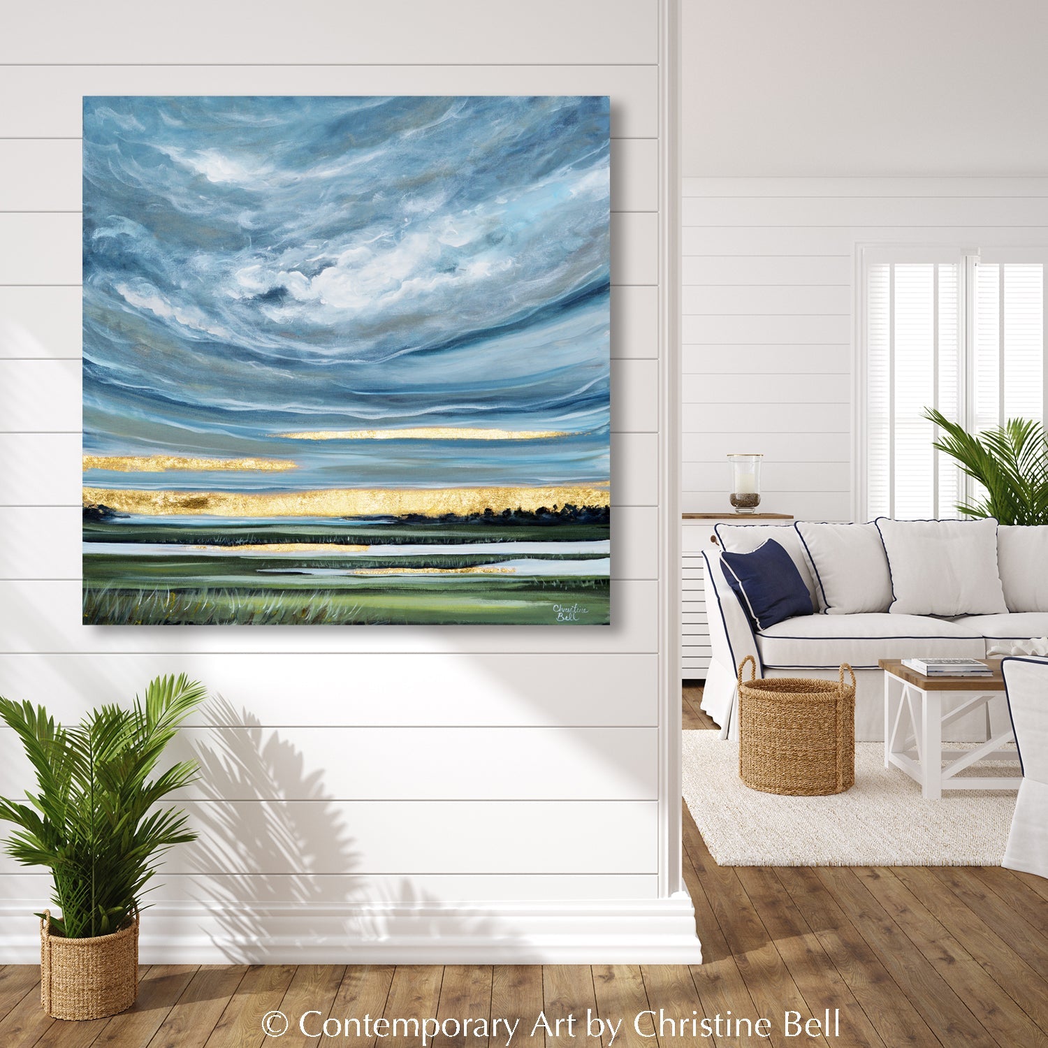 "The Light After the Storm" GICLEE PRINT Art Coastal Abstract Painting Landscape Gold Leaf