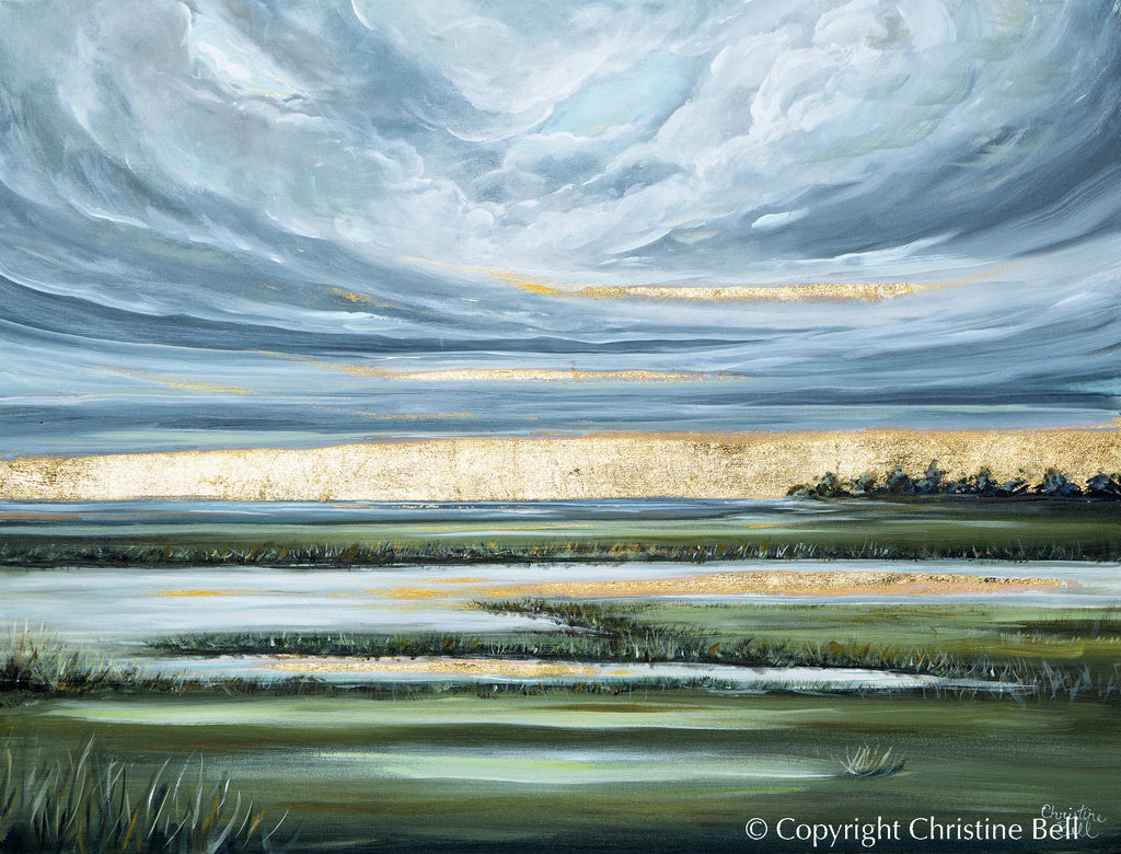 "There's Light on the Horizon" GICLEE PRINT Art Coastal Abstract Painting Landscape Gold Leaf