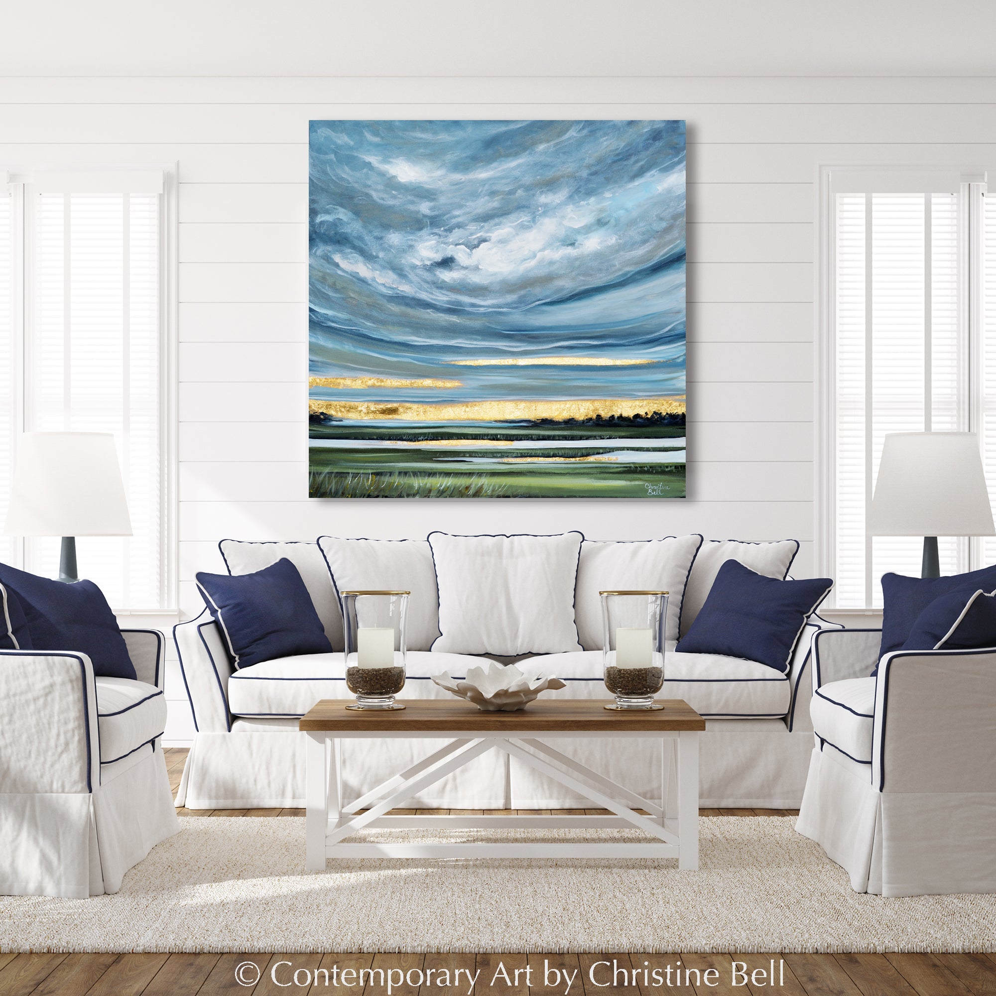 "The Light After the Storm" GICLEE PRINT Art Coastal Abstract Painting Landscape Gold Leaf