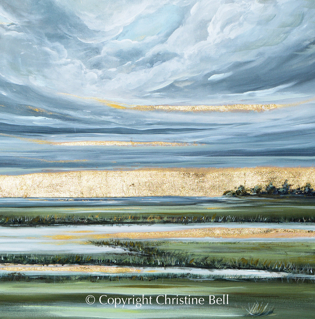 "There's Light on the Horizon" GICLEE PRINT Art Coastal Abstract Painting Landscape Gold Leaf