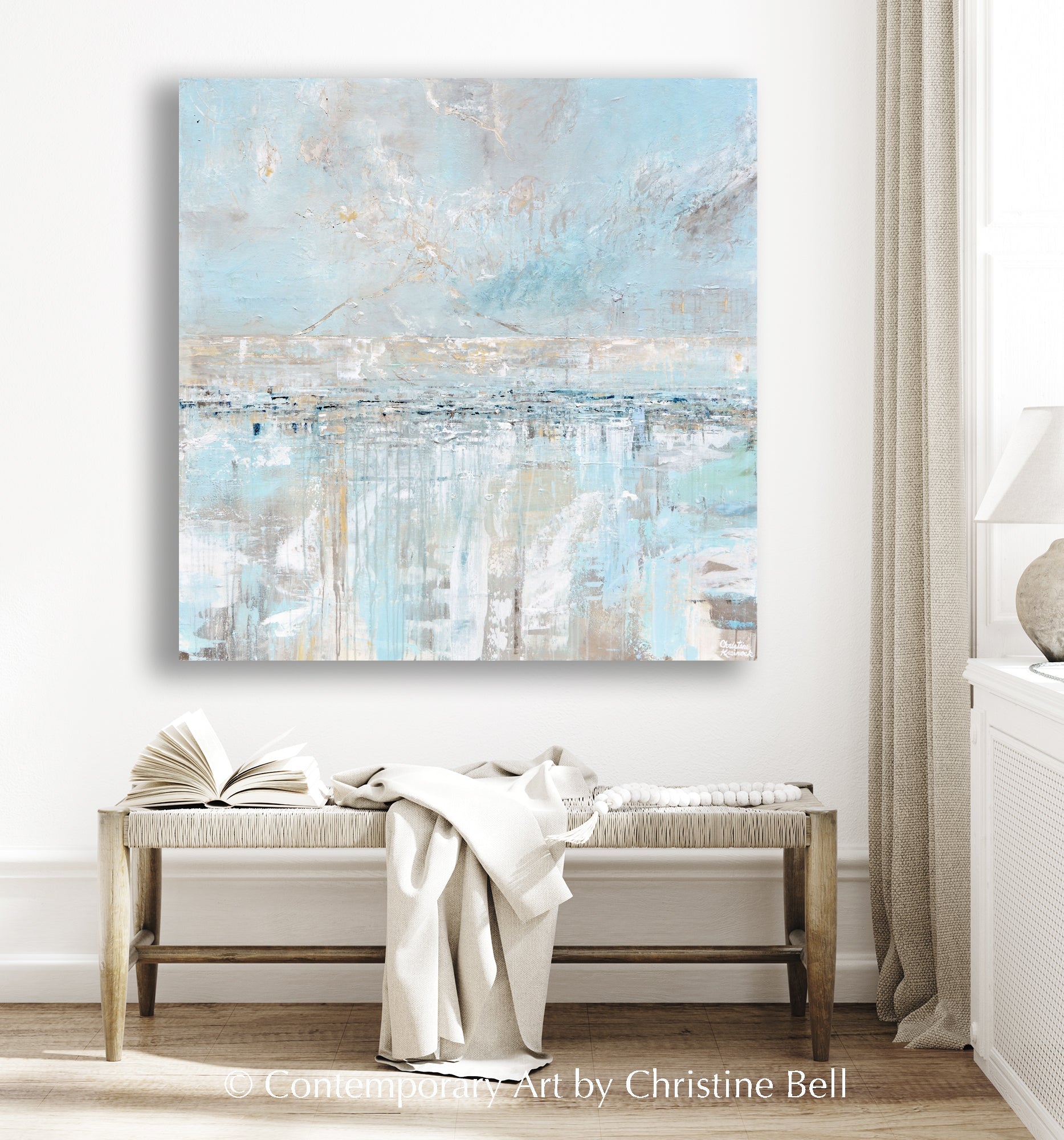 "Sea Breeze" Giclee Print Light Blue Coastal Abstract Painting Canvas Print Home Decor Wall Art