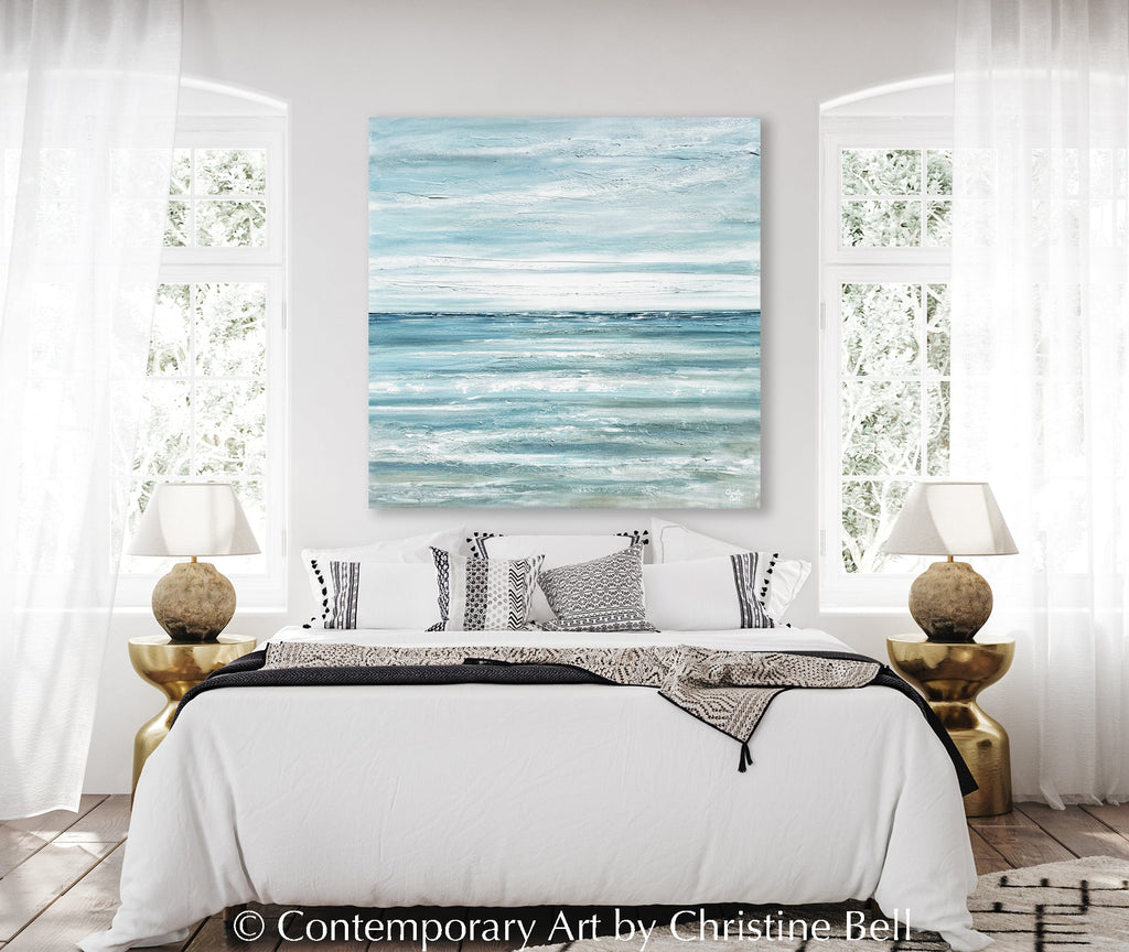 "Coastal Getaway" GICLEE PRINT Coastal Abstract Painting, Light Blue, Aqua, Grey, White