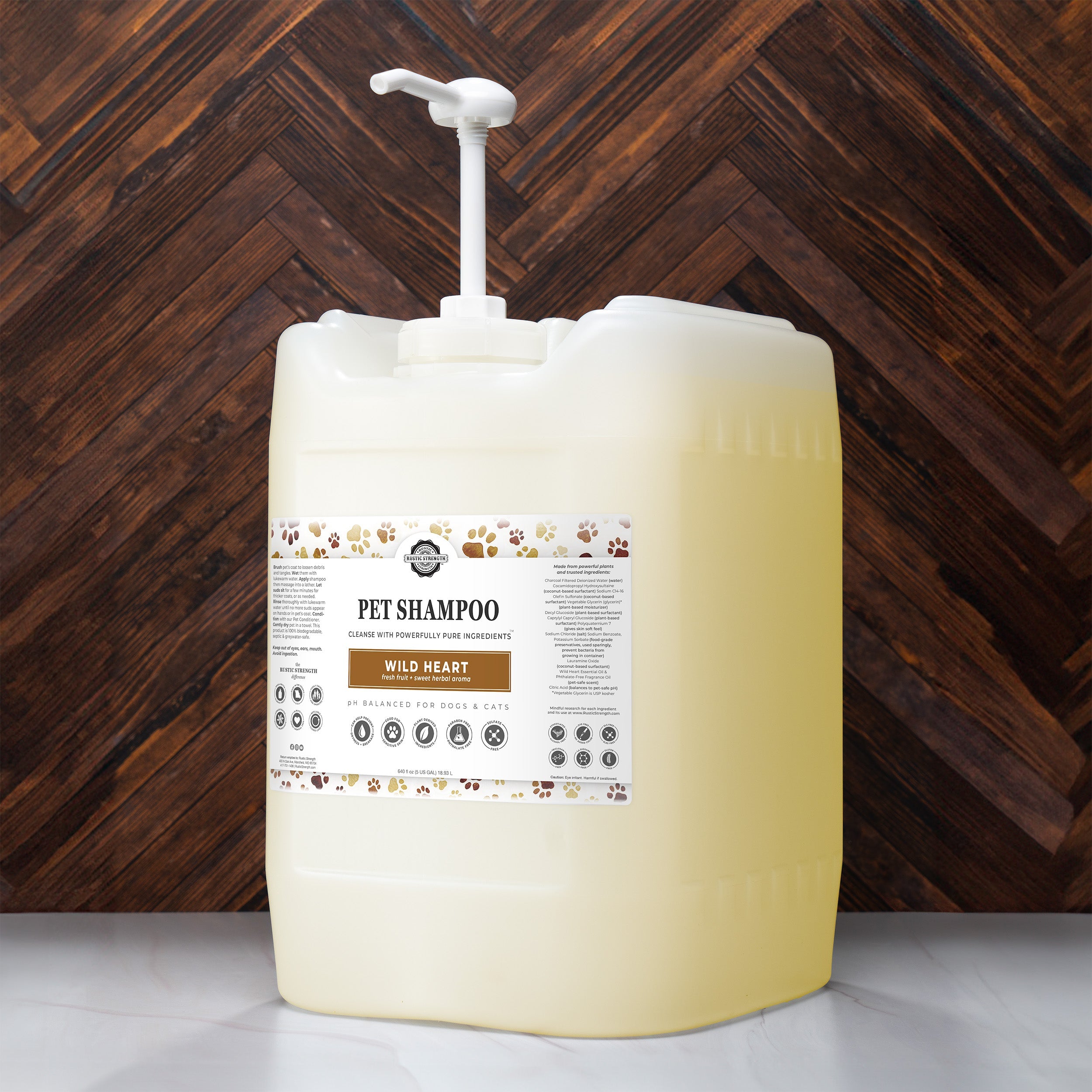 Pet Shampoo | Soothing & Deodorizing | Wild Heart 5 Gallon Eco Jug with Pump