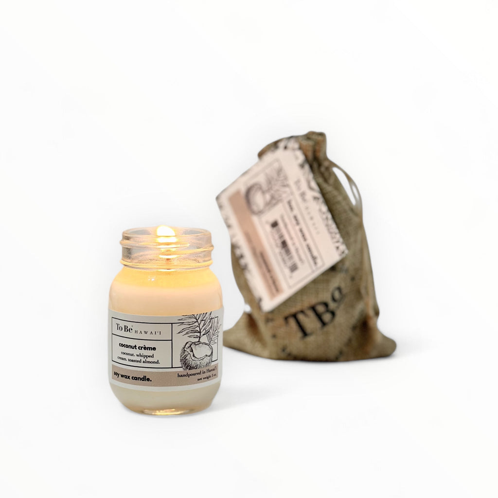 Coconut Crème Soy Wax Candle 3 oz. travel mason jar (20 hrs. of burn time)