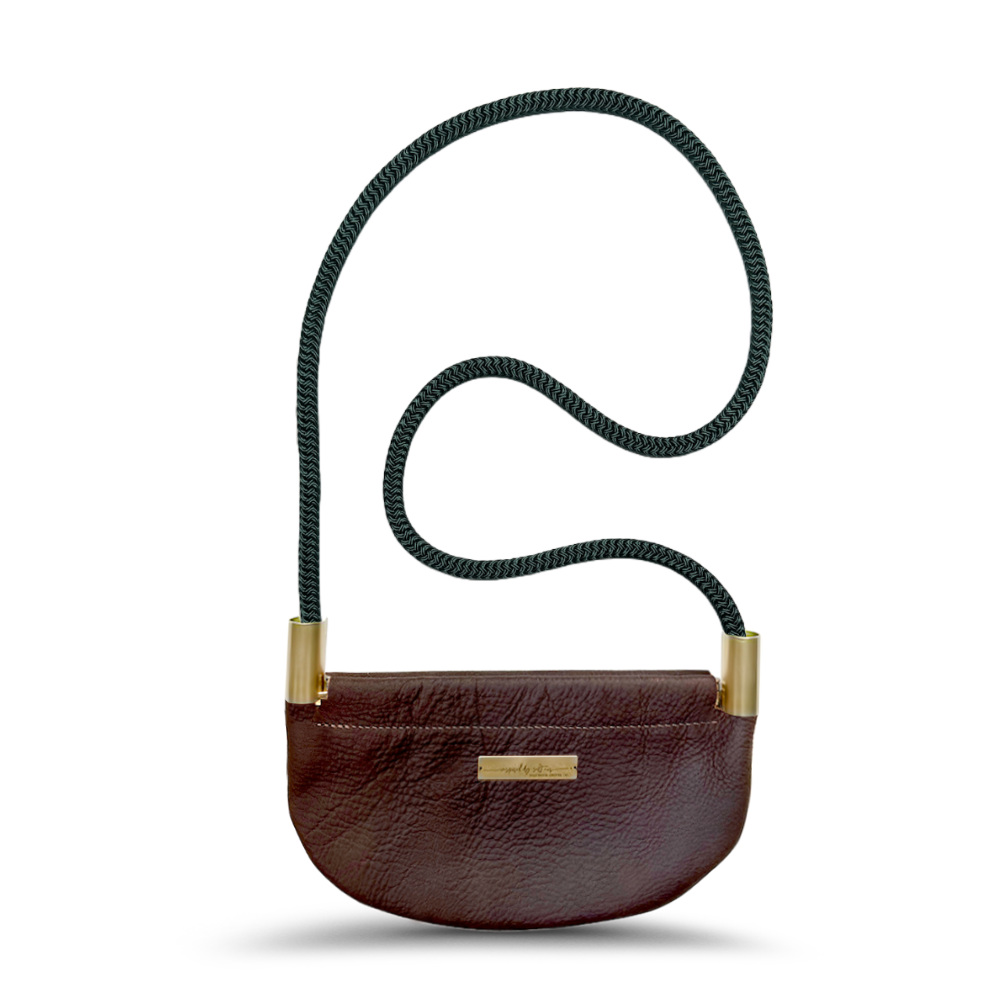 Oyster Shell Bag // in Brown Leather