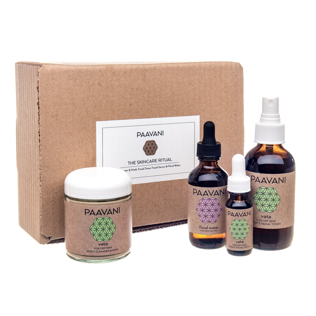 Vata Skincare Ritual | Ayurvedic Set for Dry & Delicate Skin Glass Jar