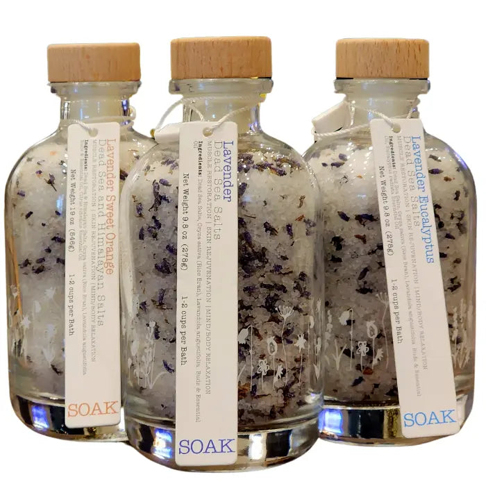 Bath Soak - Lavender & Dead Sea Salt Soak Collection Set of 3 8.45 oz each