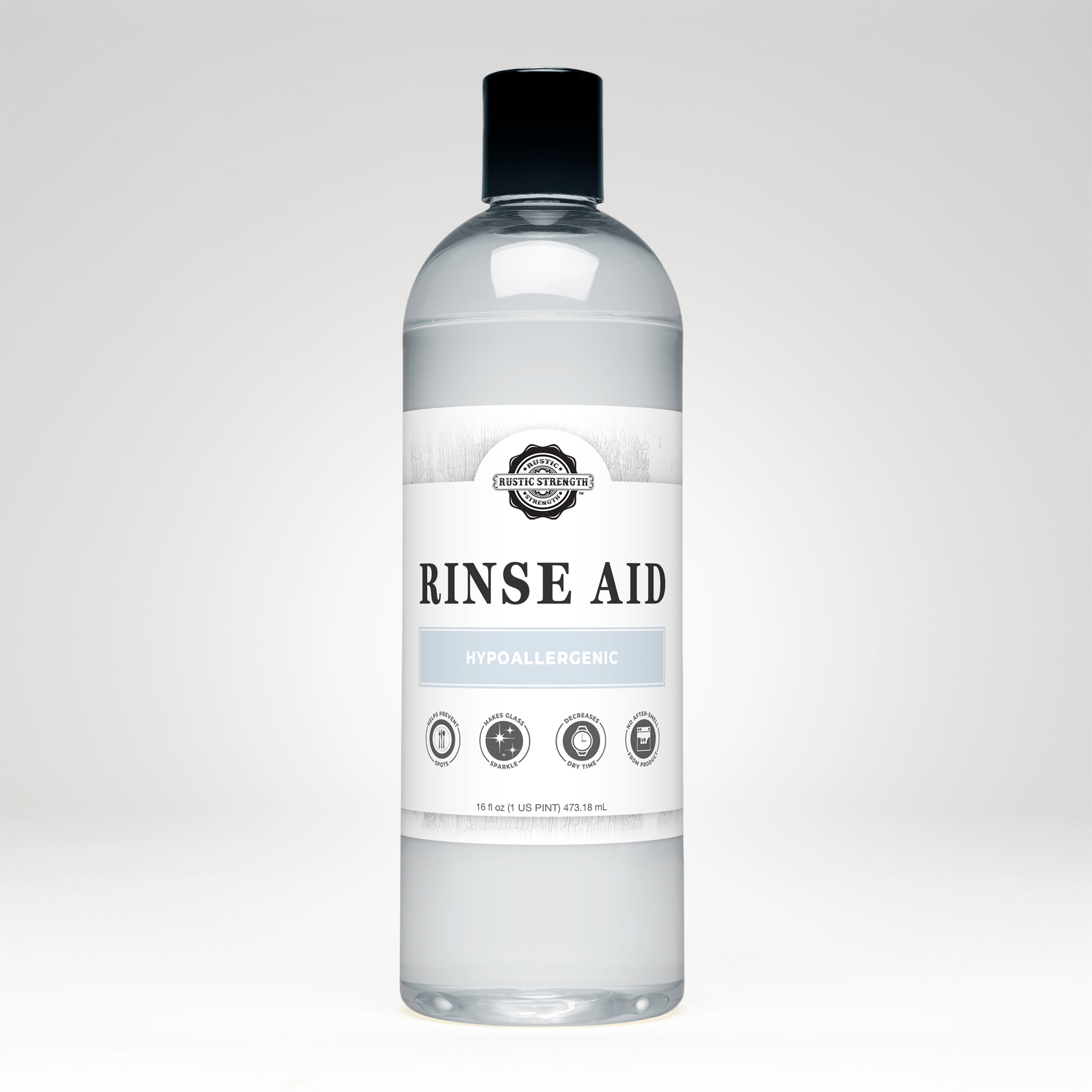 Rinse Aid for Automatic Dishwashers | Unscented 16 oz Plastic with Flip Top Spout