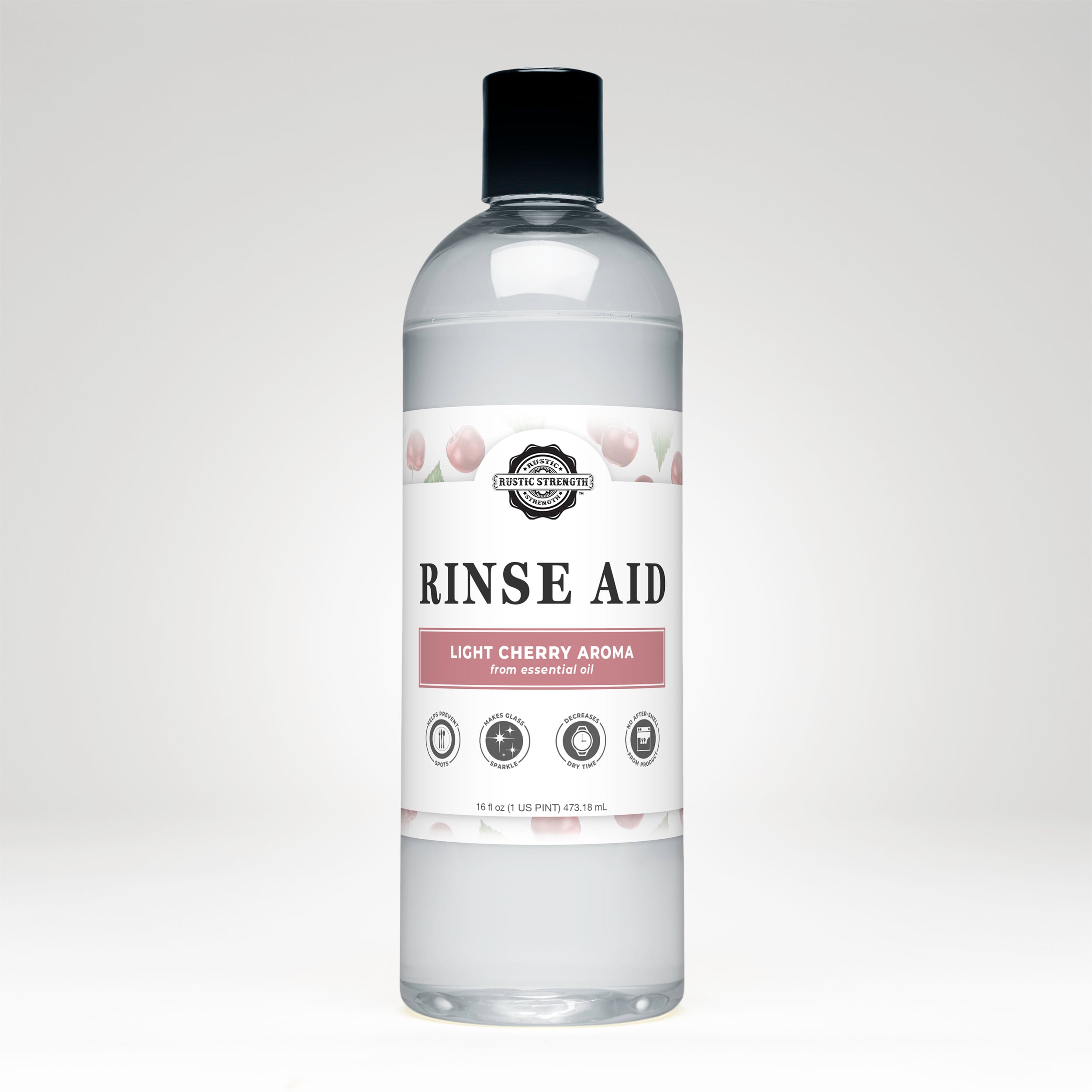 Rinse Aid for Automatic Dishwashers | Light Cherry 16 oz Plastic with Flip Top Spout