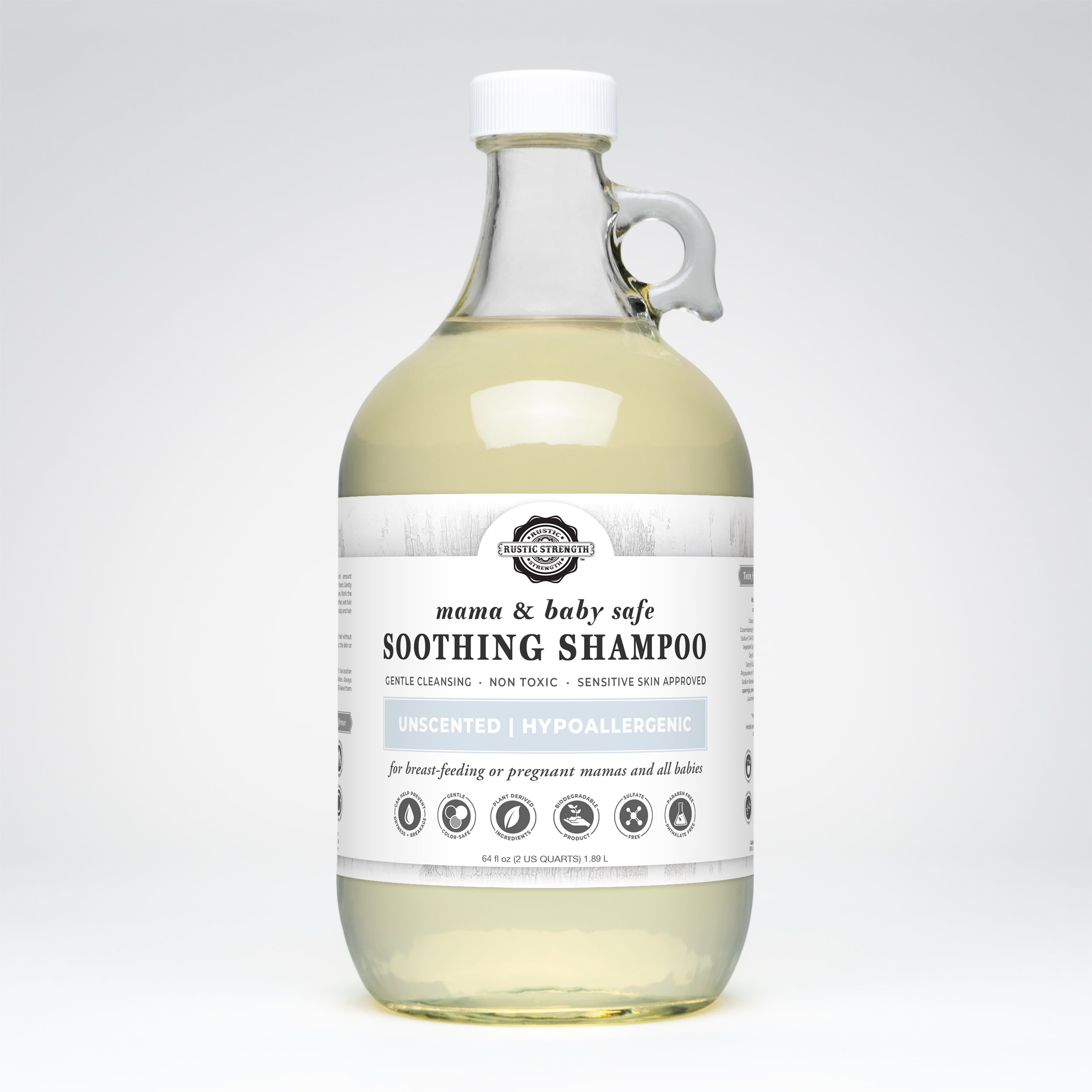 Soothing Shampoo | Mama + Baby Safe Half Gallon Glass