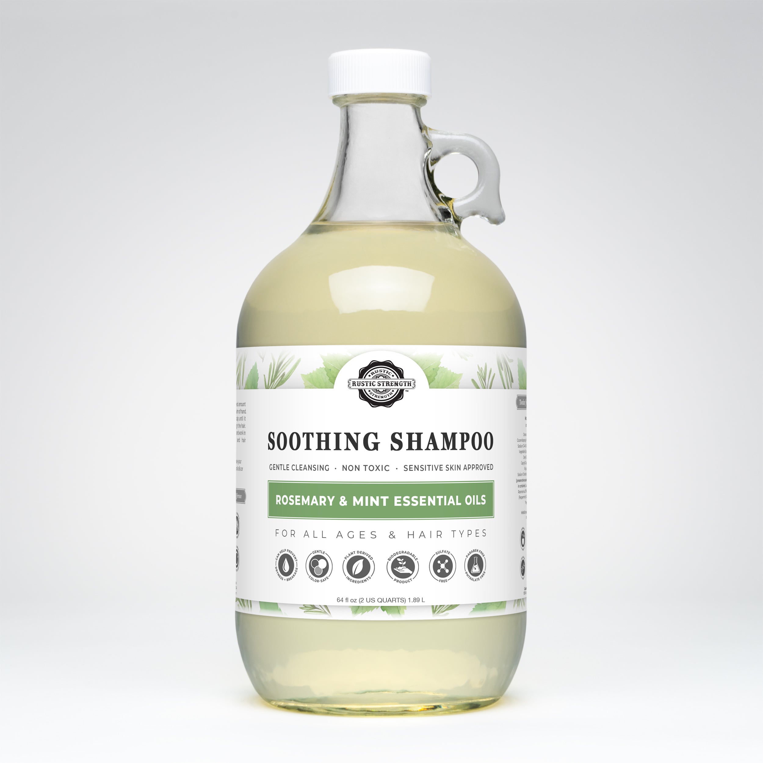 Soothing Shampoo | Rosemary & Mint Half Gallon Glass