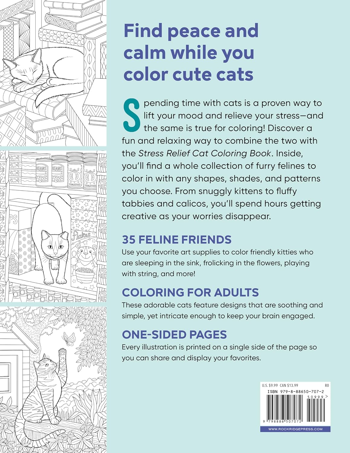 Stress Relief Cat Coloring Book: Calming and Adorable Designs for Adults (Spiral Bound)